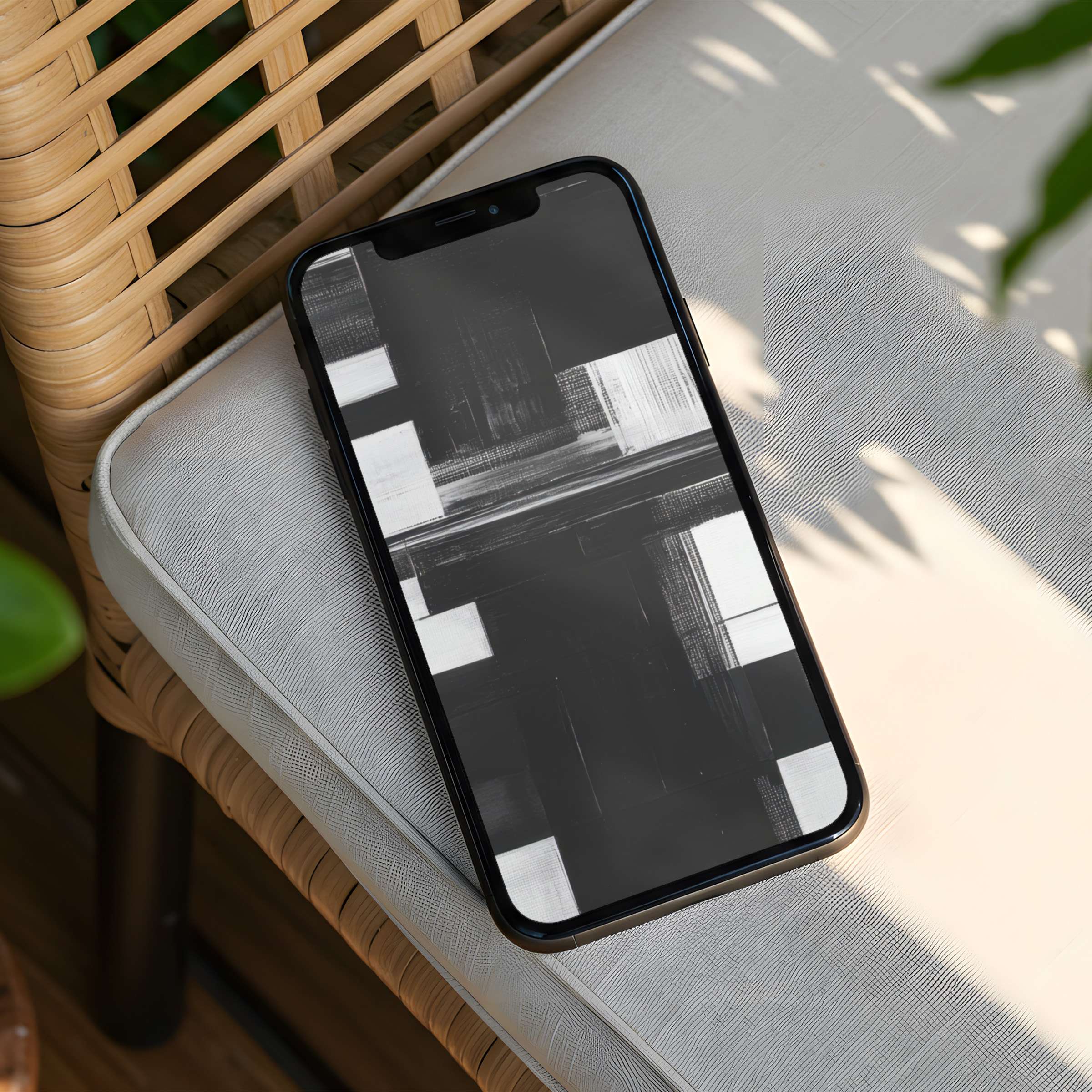 Minimalist iPhone background with abstract black and white design offers elegance and calm for your phone instant download today