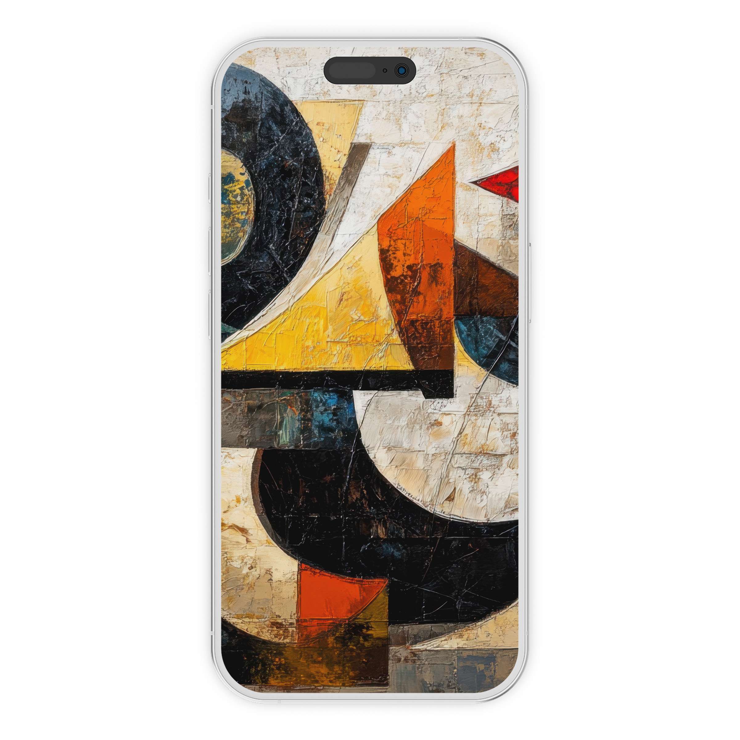Abstract geometric shapes in warm tones create a modern iPhone wallpaper for a serene phone background digital download suitable for all devices