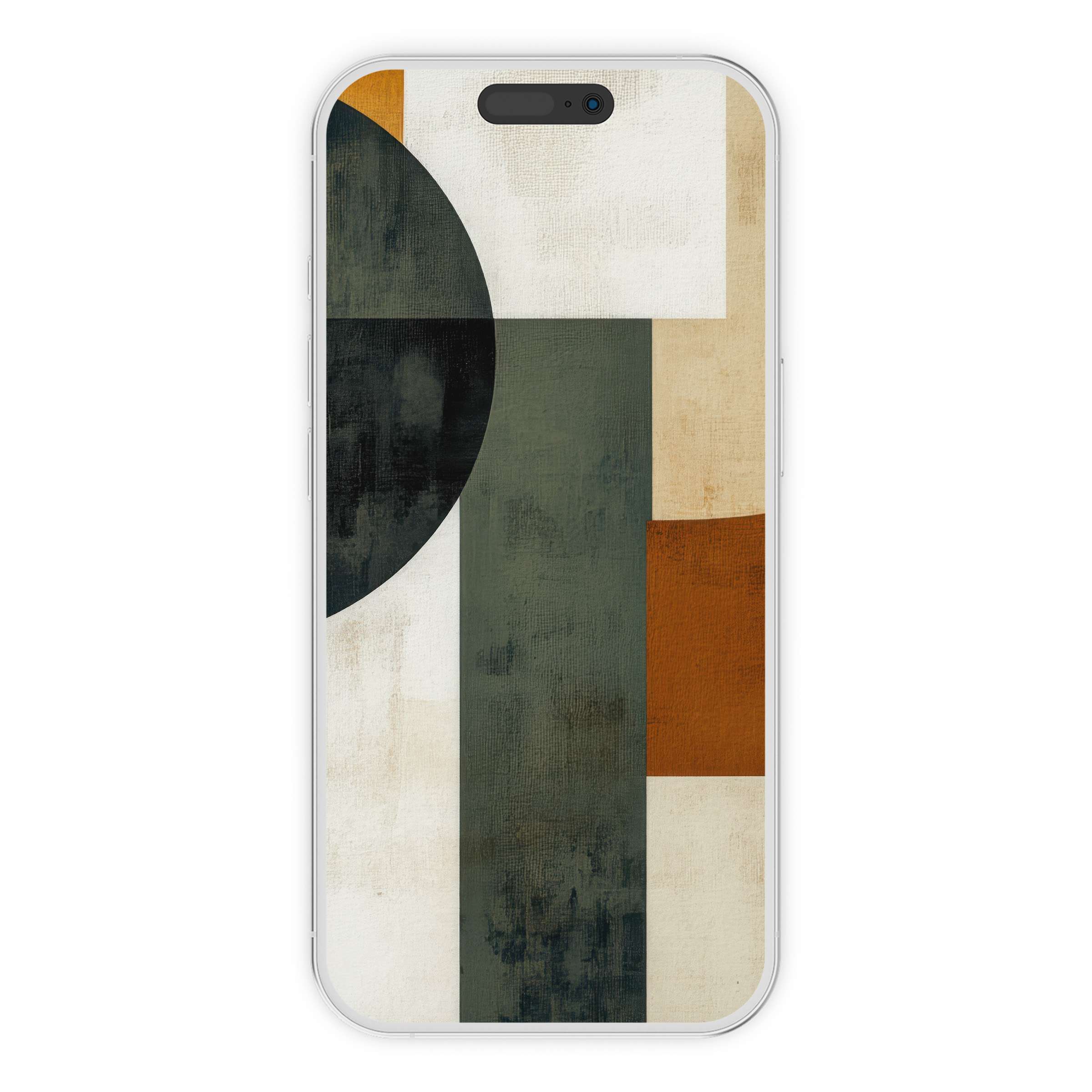 Elegant modern iPhone wallpaper with earthy geometric digital download design for phone background, blending style and serenity