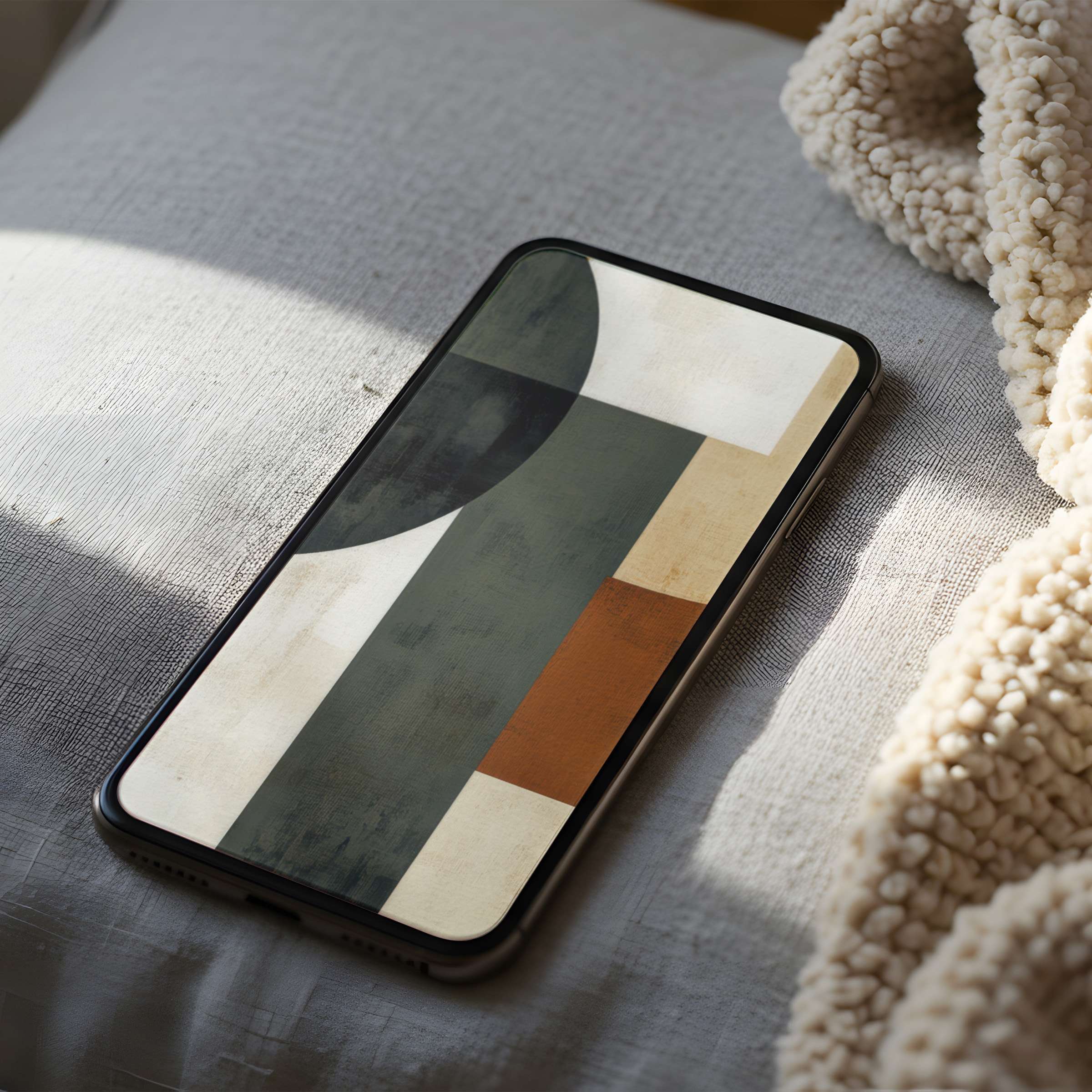 Contemporary geometric phone wallpaper with earthy tones and minimalist style for high-resolution iPhone and Android download, adding calm elegance to your screen