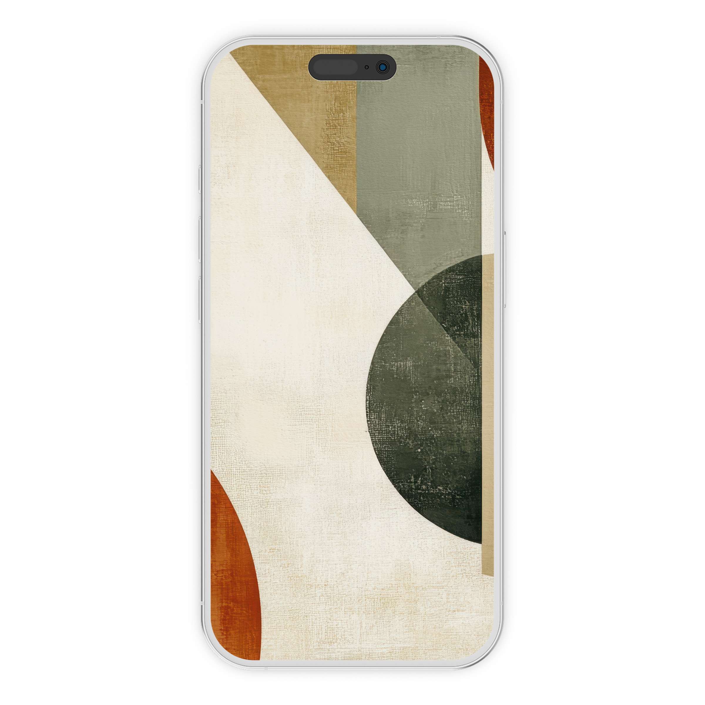 Elegant modern iPhone wallpaper with geometric shapes in earthy tones for a calming phone background, digital download available