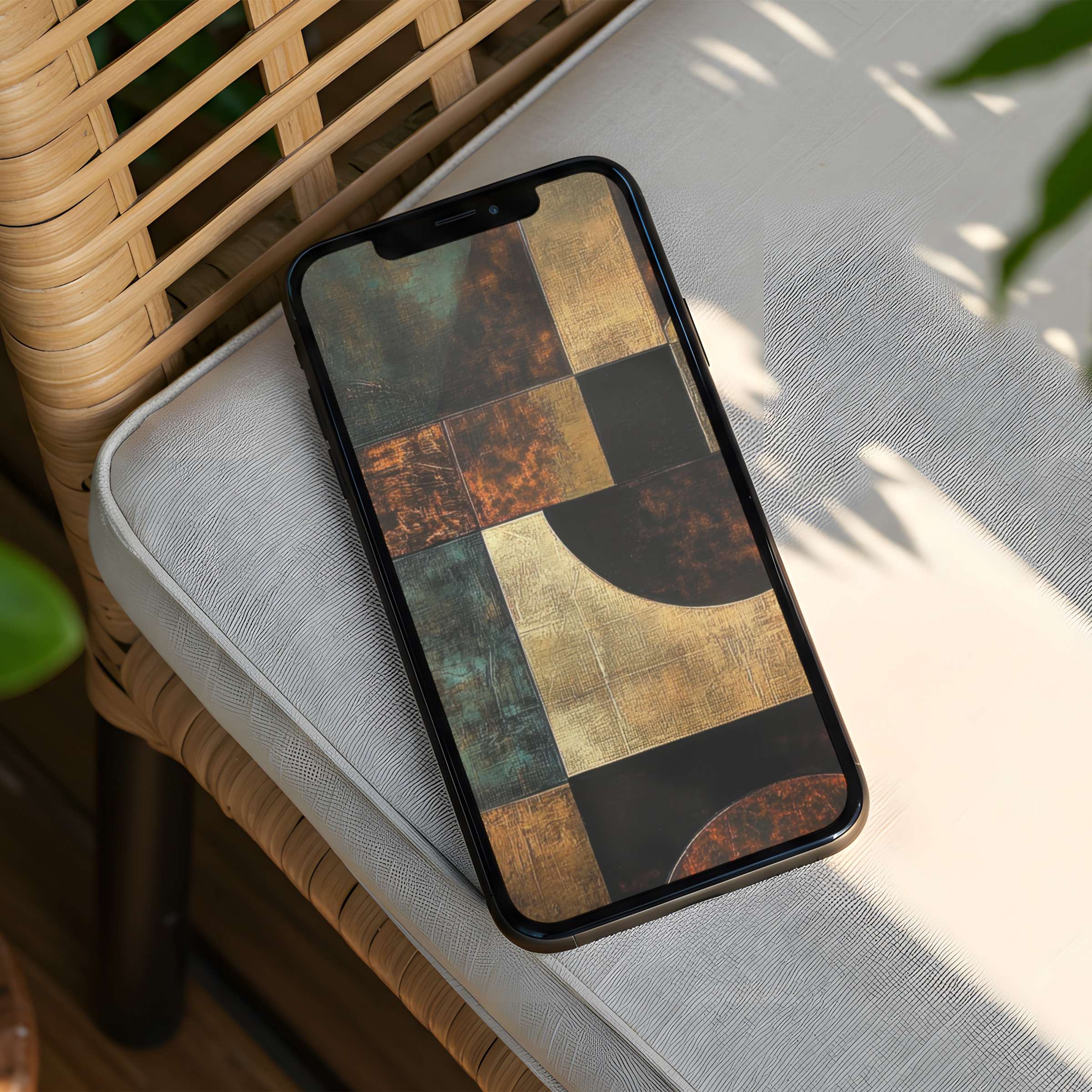 Elegant abstract iPhone background with warm earthy tones and geometric design Instant download for any phone Inspiring calm