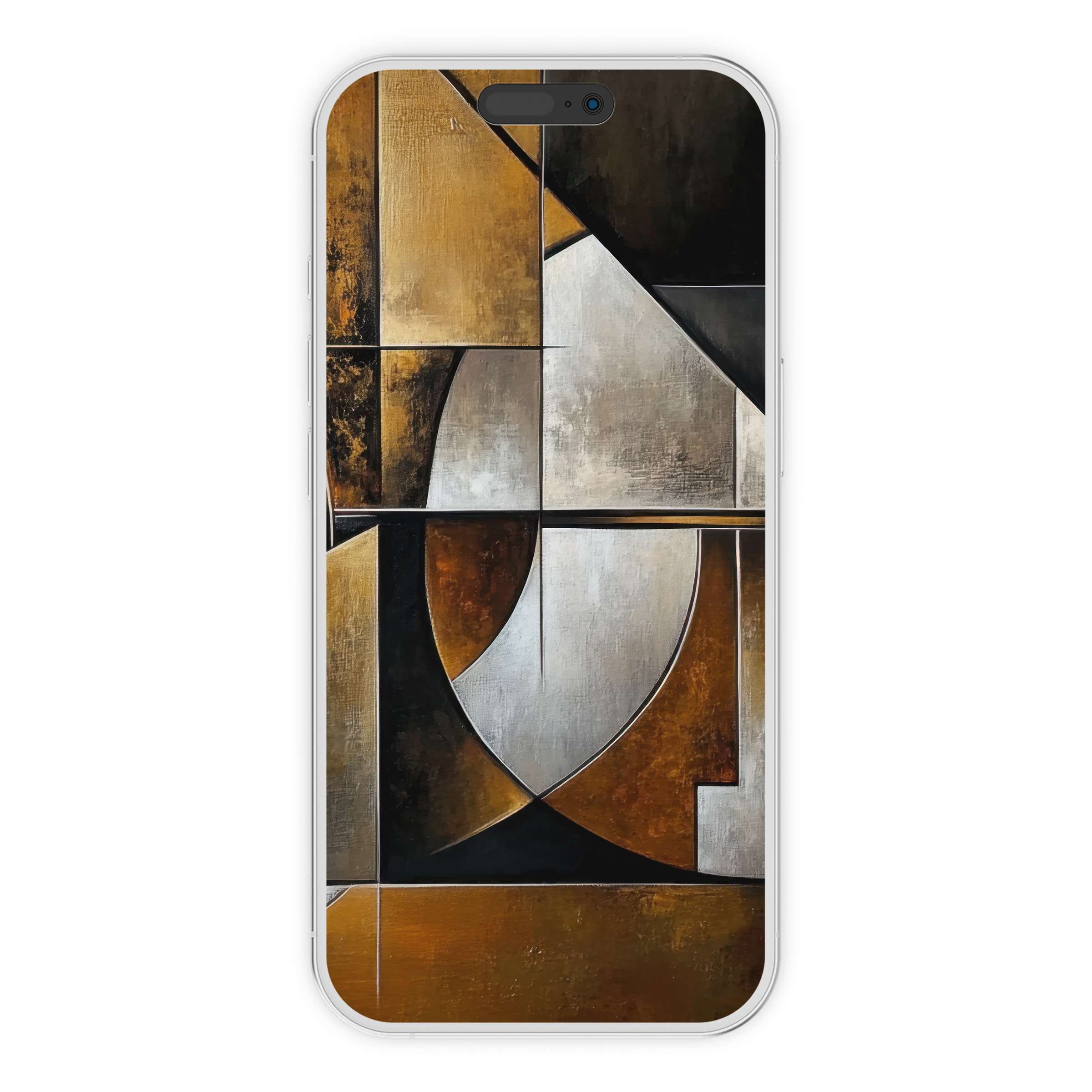Modern iPhone wallpaper featuring an abstract geometric design in earthy tones, ideal for phone backgrounds, digital download suitable for iPhone and Android