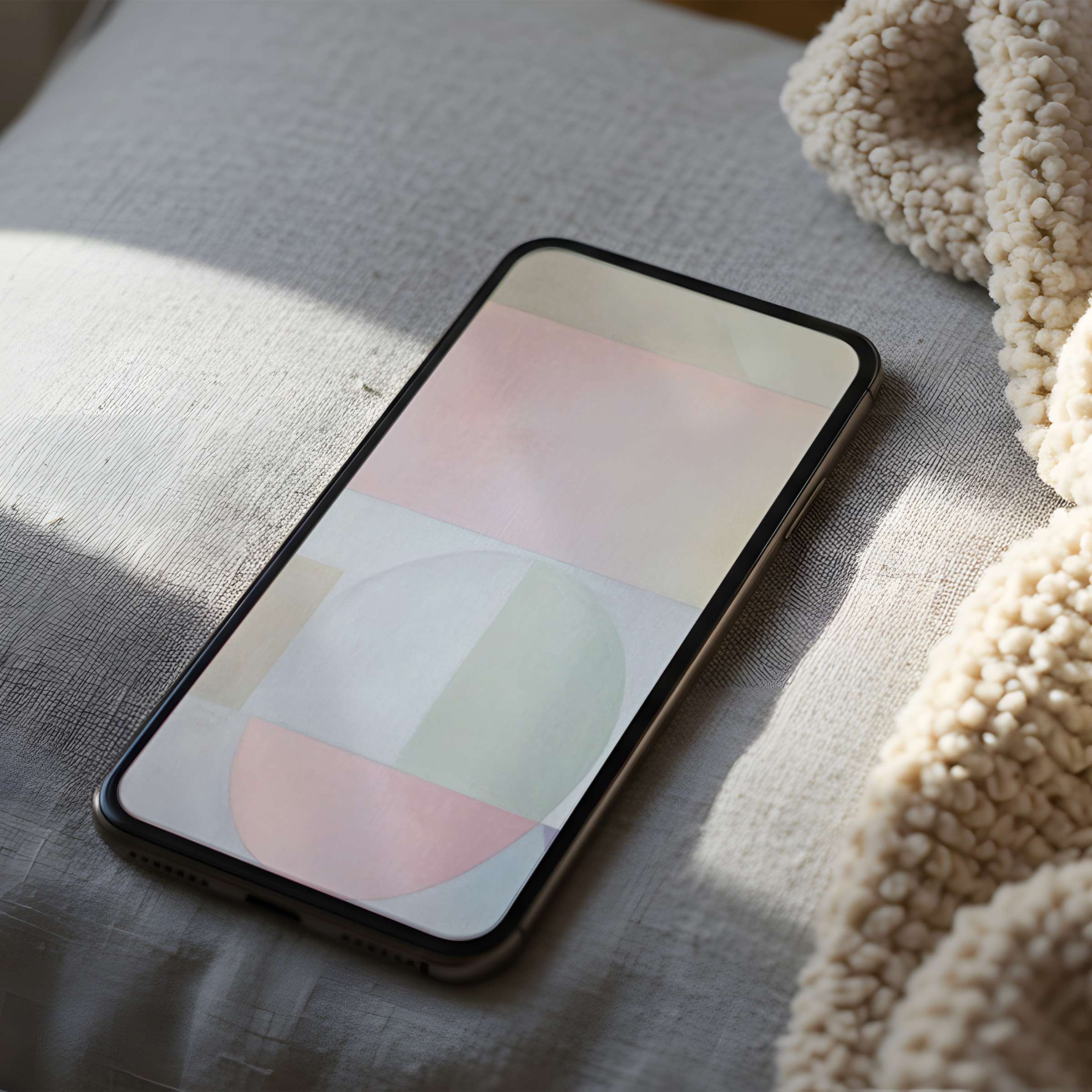 Elegant pastel geometric motifs create a calming phone wallpaper perfect for high resolution digital download on iPhone or Android