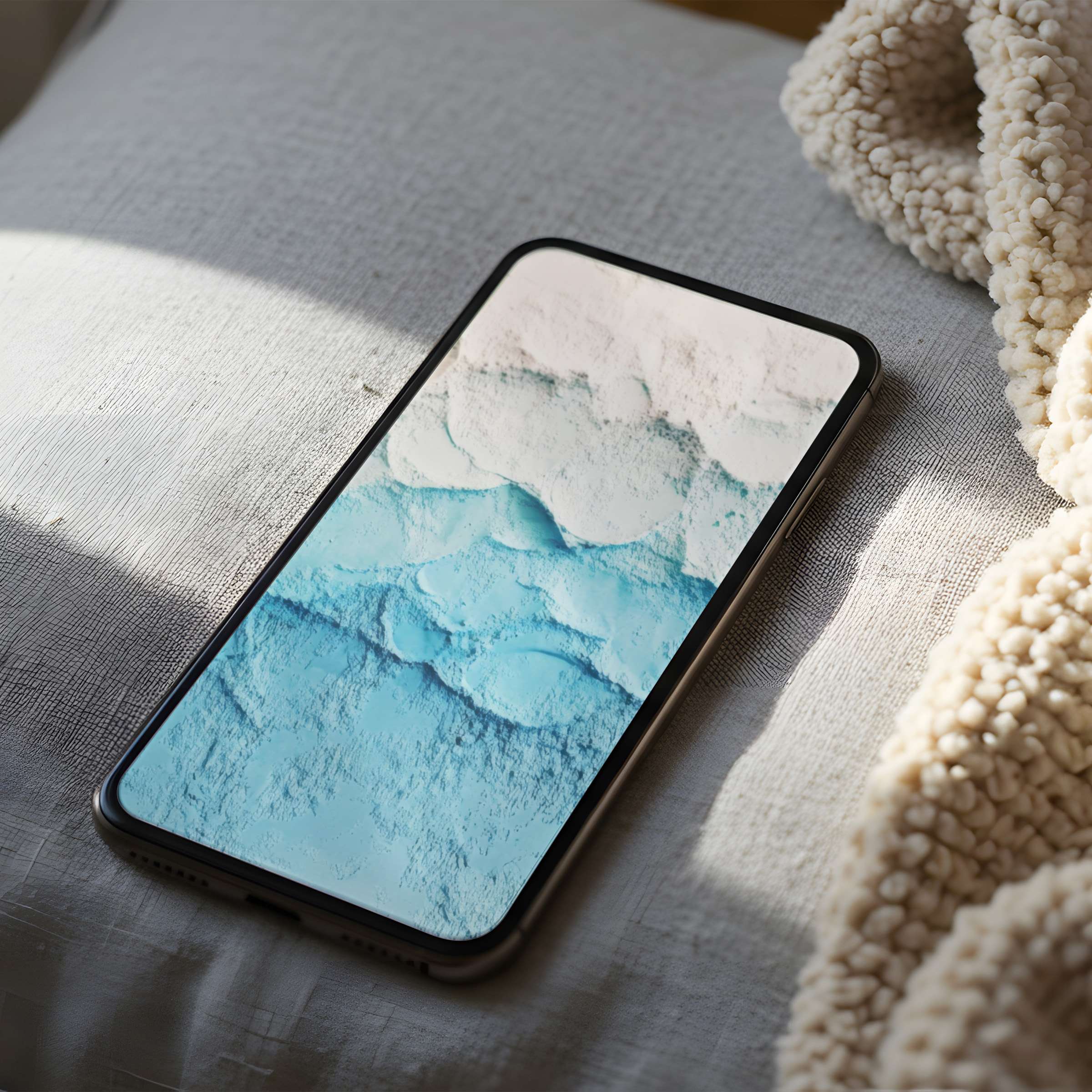 Elegant serene phone wallpaper in high resolution featuring calming blue and white abstract design ideal for any iPhone or android download
