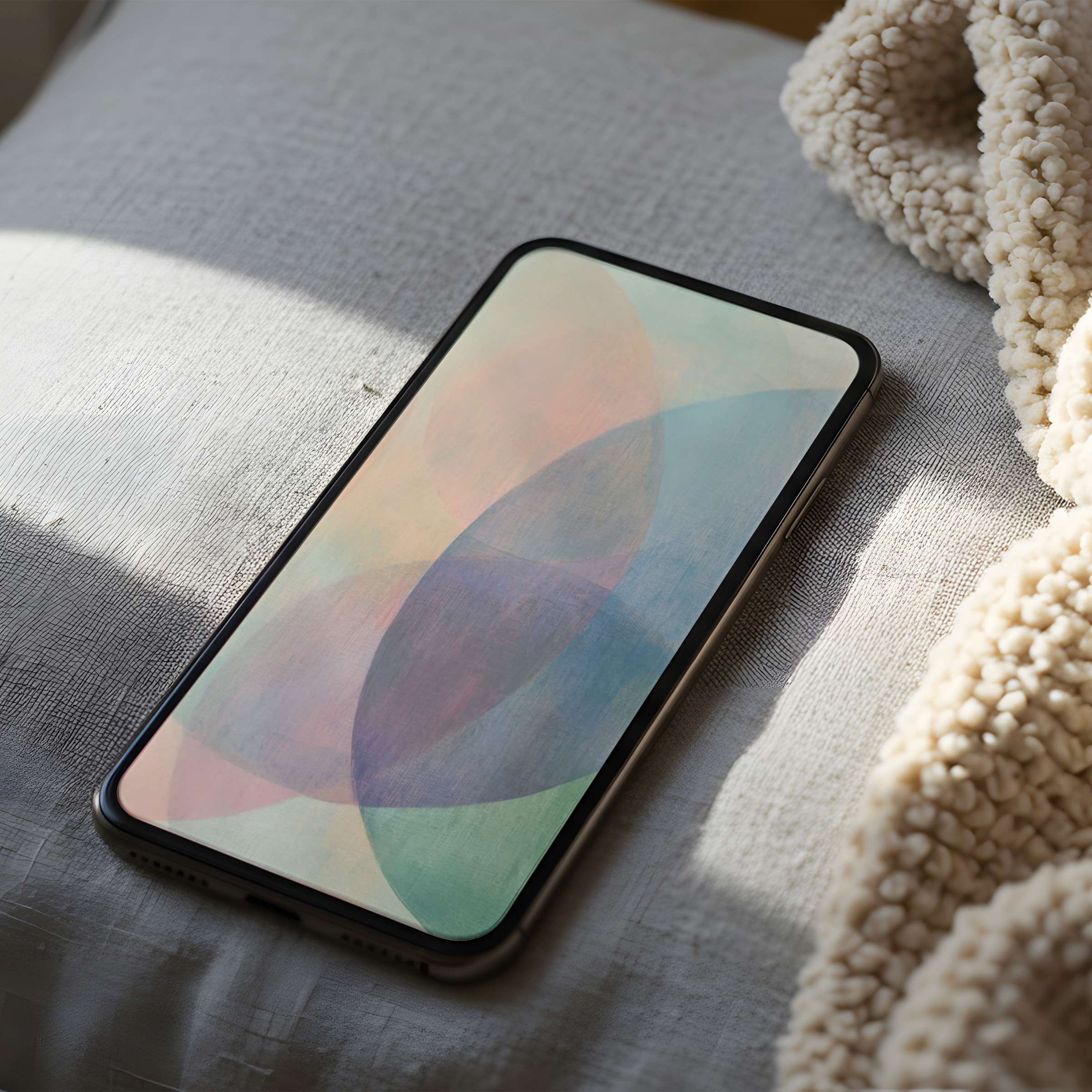 Elegant phone wallpaper featuring soothing pastel abstract art on a high resolution display suitable for iPhone and Android digital download