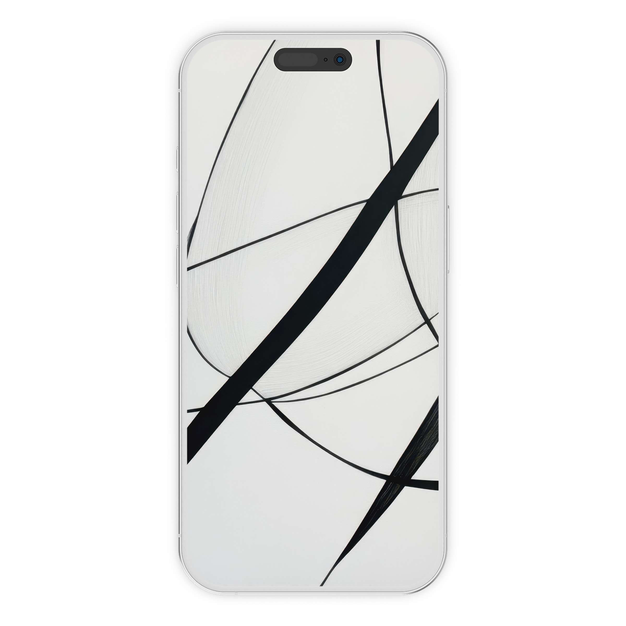 Elegant black and white abstract lines create a modern iPhone wallpaper, offering a calming phone background perfect for digital download