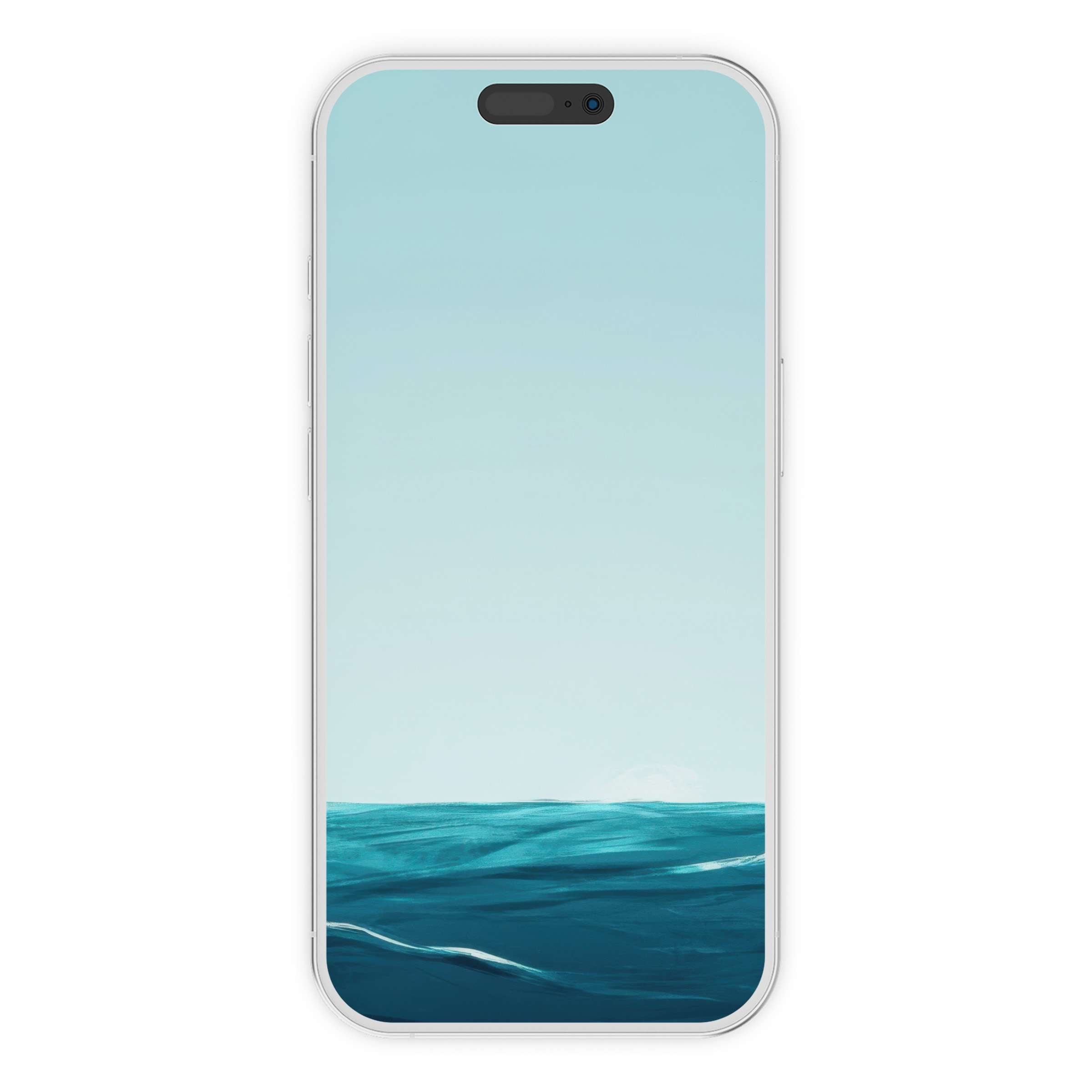 Serene ocean-inspired modern iPhone wallpaper featuring soft teal waves, ideal as a calming digital download phone background