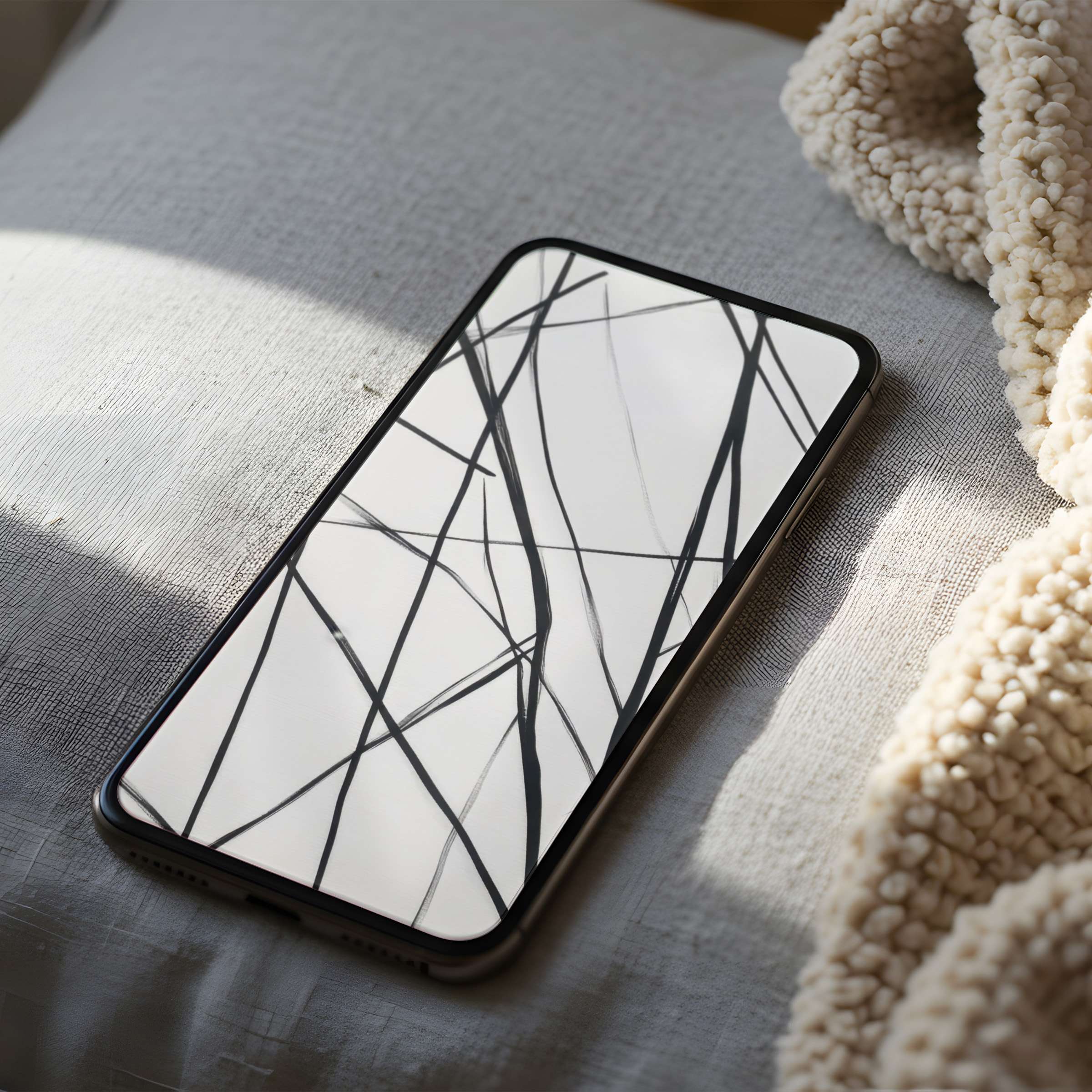 Elegant abstract line art phone wallpaper offers a high resolution design, perfect for iPhone and Android, enhancing tranquility and style