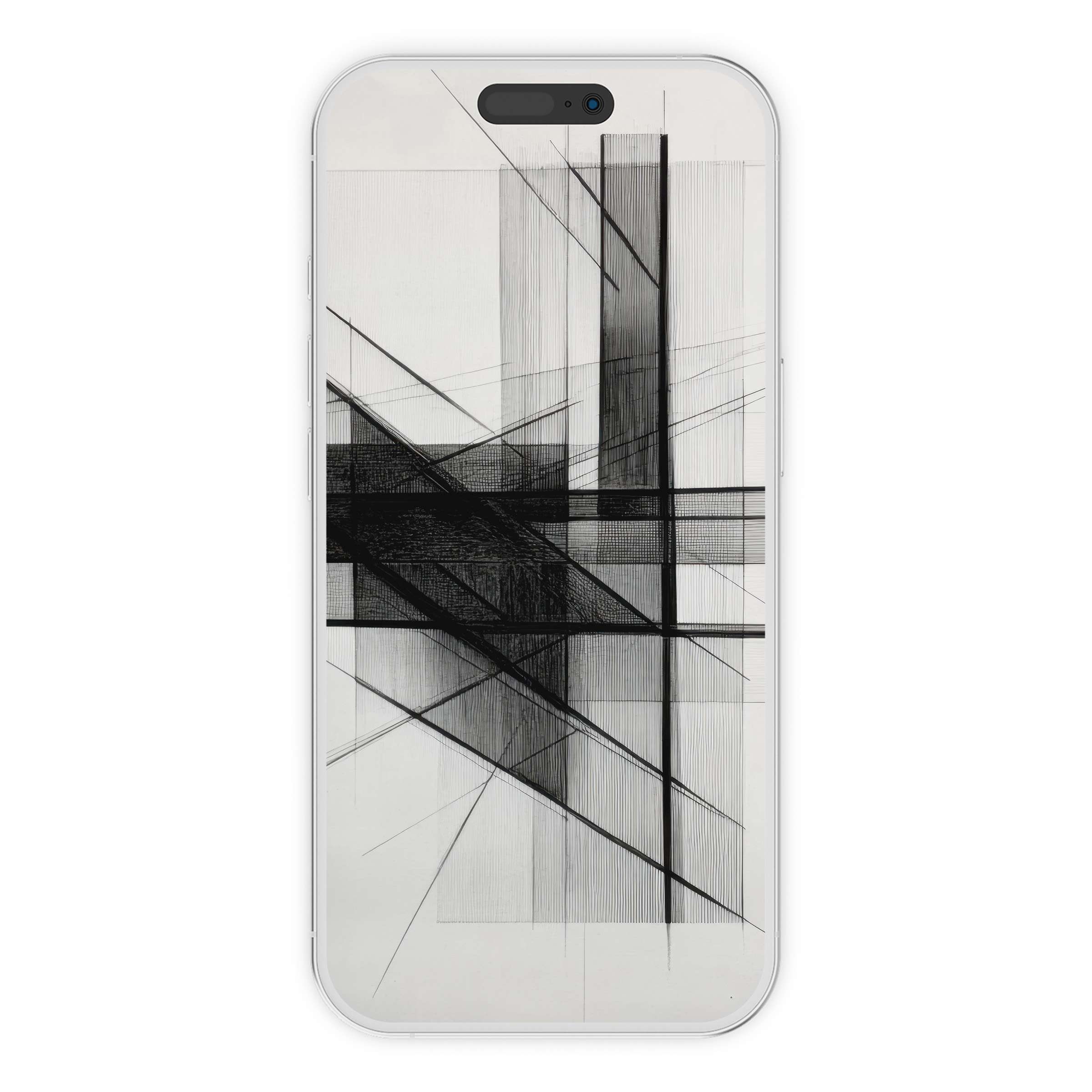 Modern iPhone wallpaper featuring geometric black and gray lines, creating an elegant phone background for digital download art lovers
