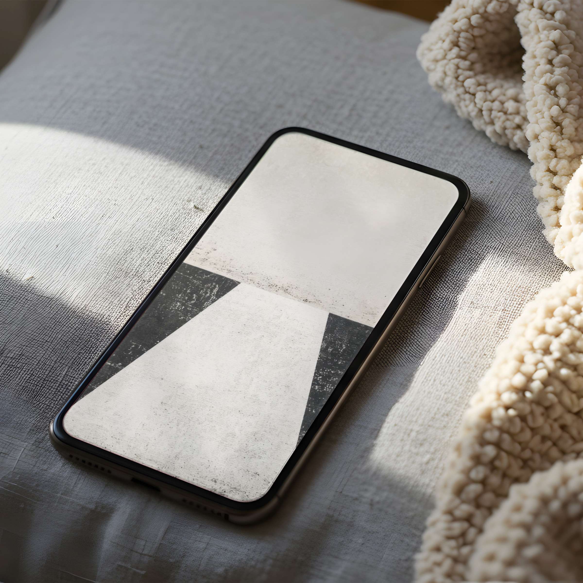 Elegant minimalist phone wallpaper featuring a serene abstract design in soft tones ideal for iPhone or Android digital download