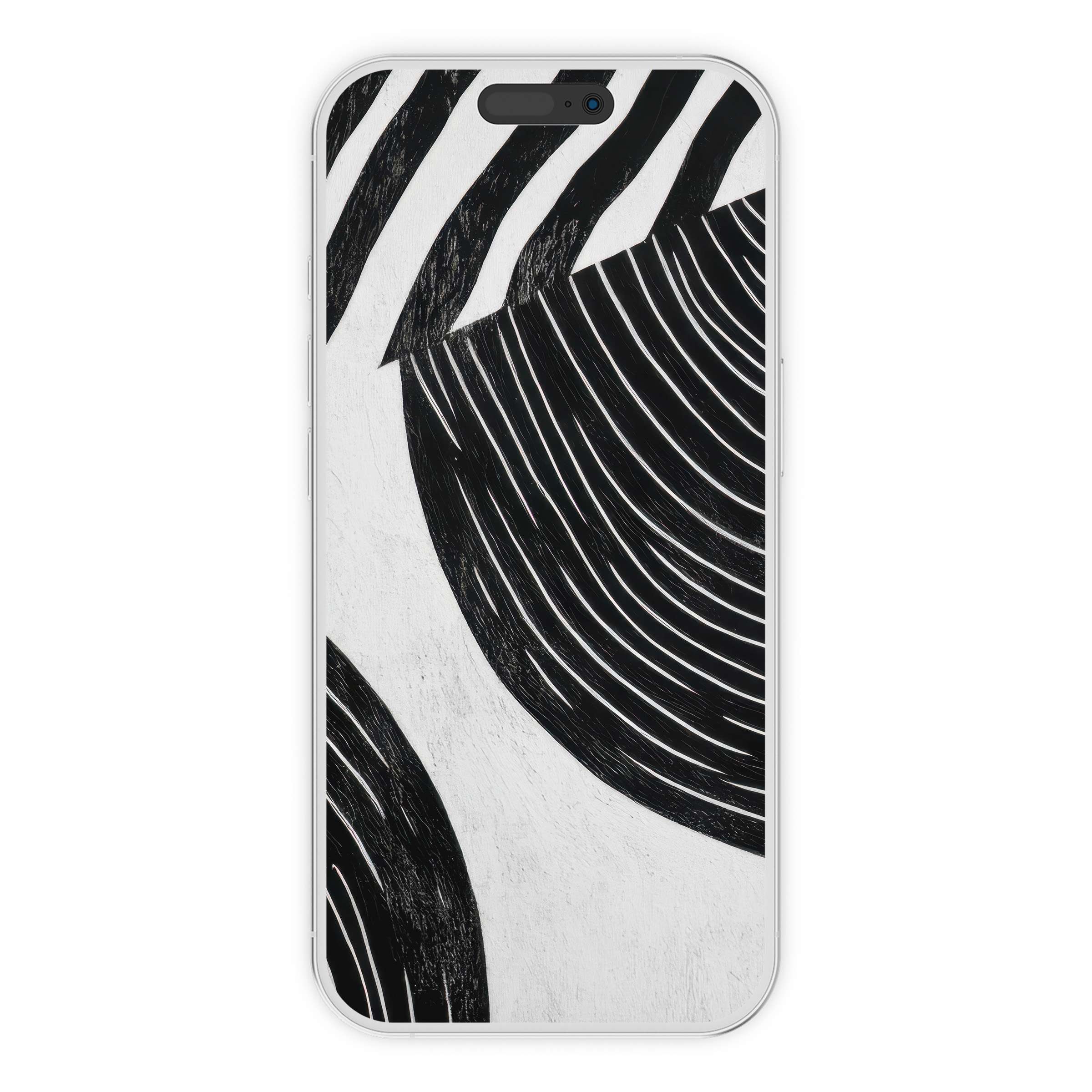 Modern iPhone wallpaper featuring bold black and white abstract patterns for an elegant phone background digital download suitable for all devices