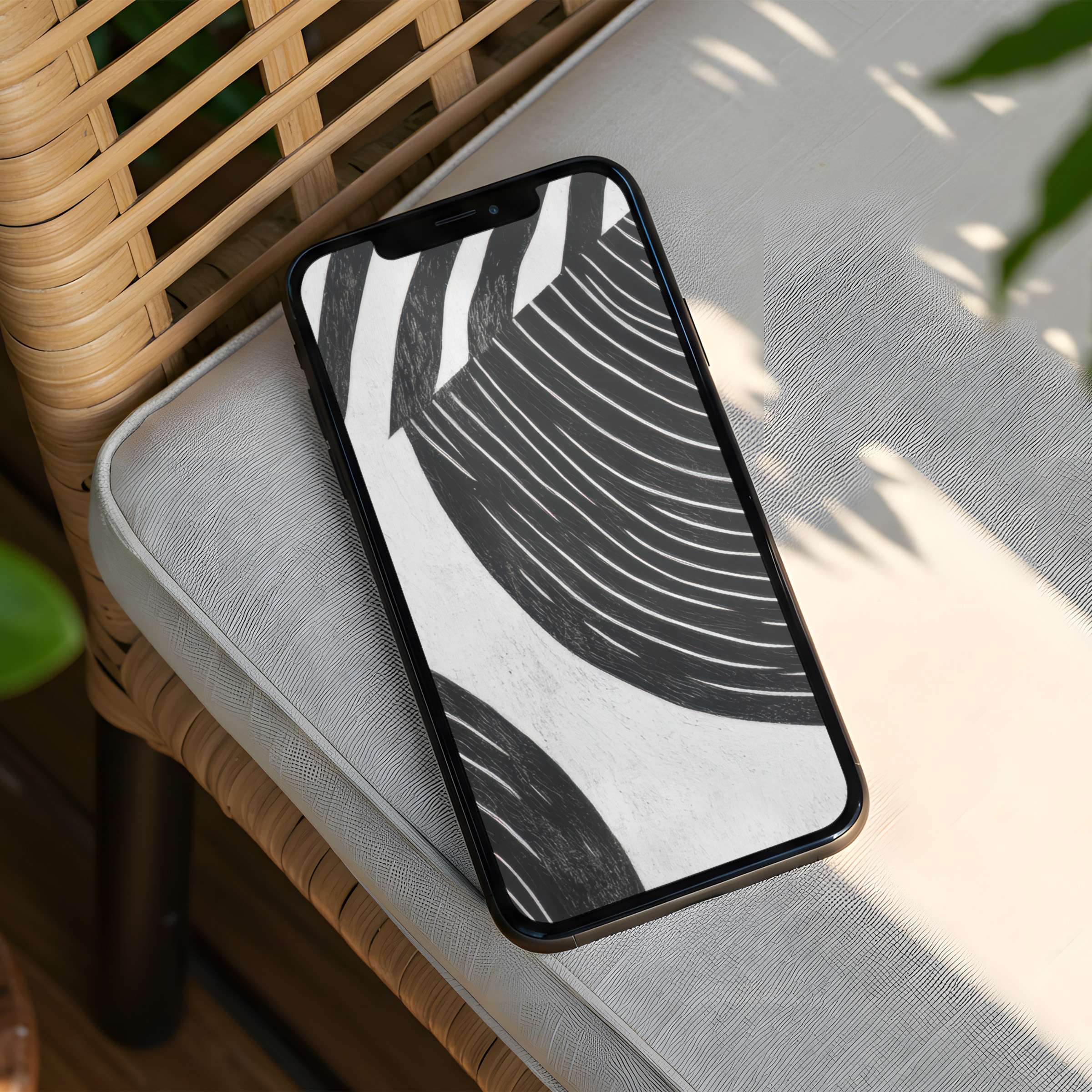 Elegant black and white abstract iPhone background for instant download creates calm inspiration fitting all phone screens