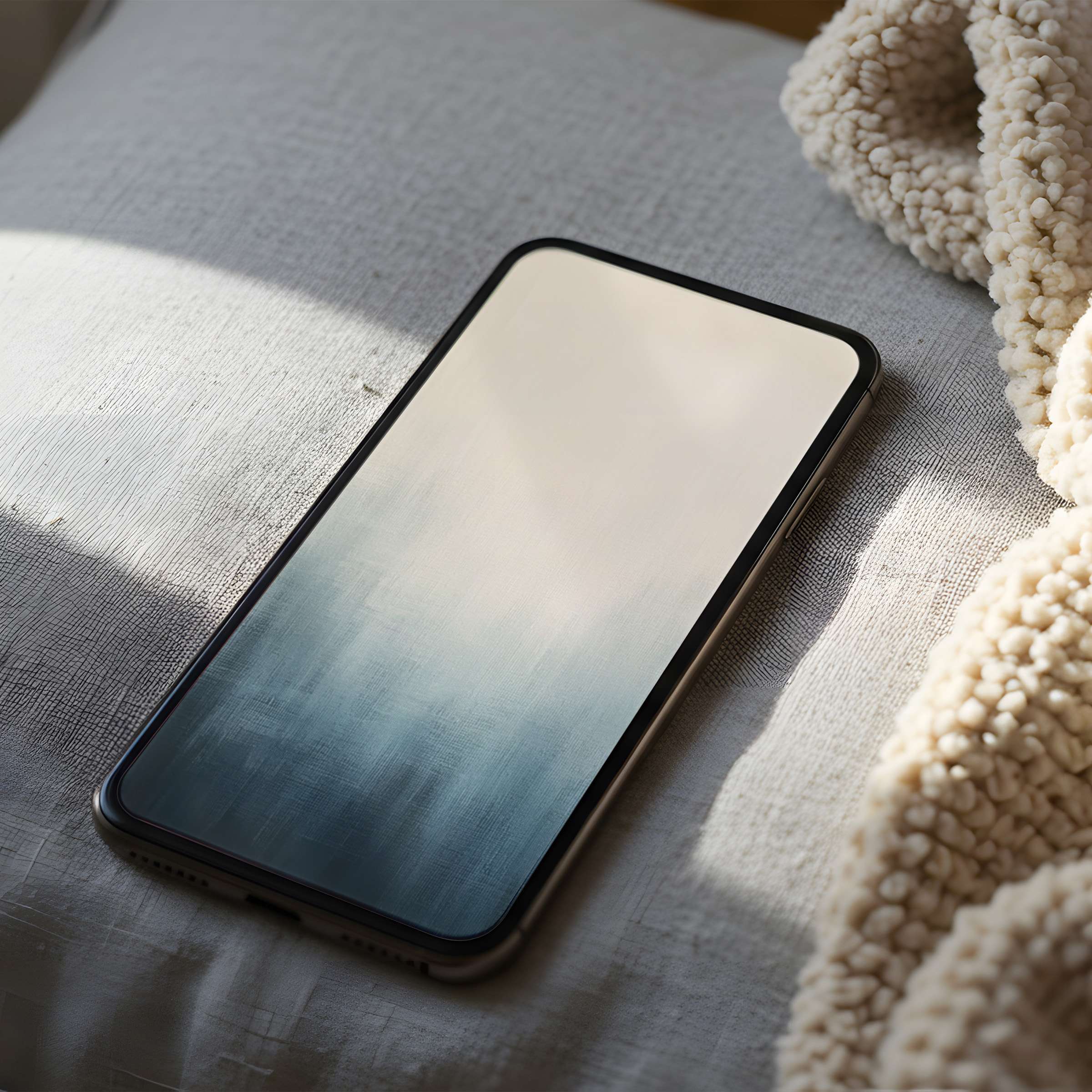 Elegant gradient phone wallpaper art with serene blues and soft tones, perfect for iPhone and Android, offering calm and style