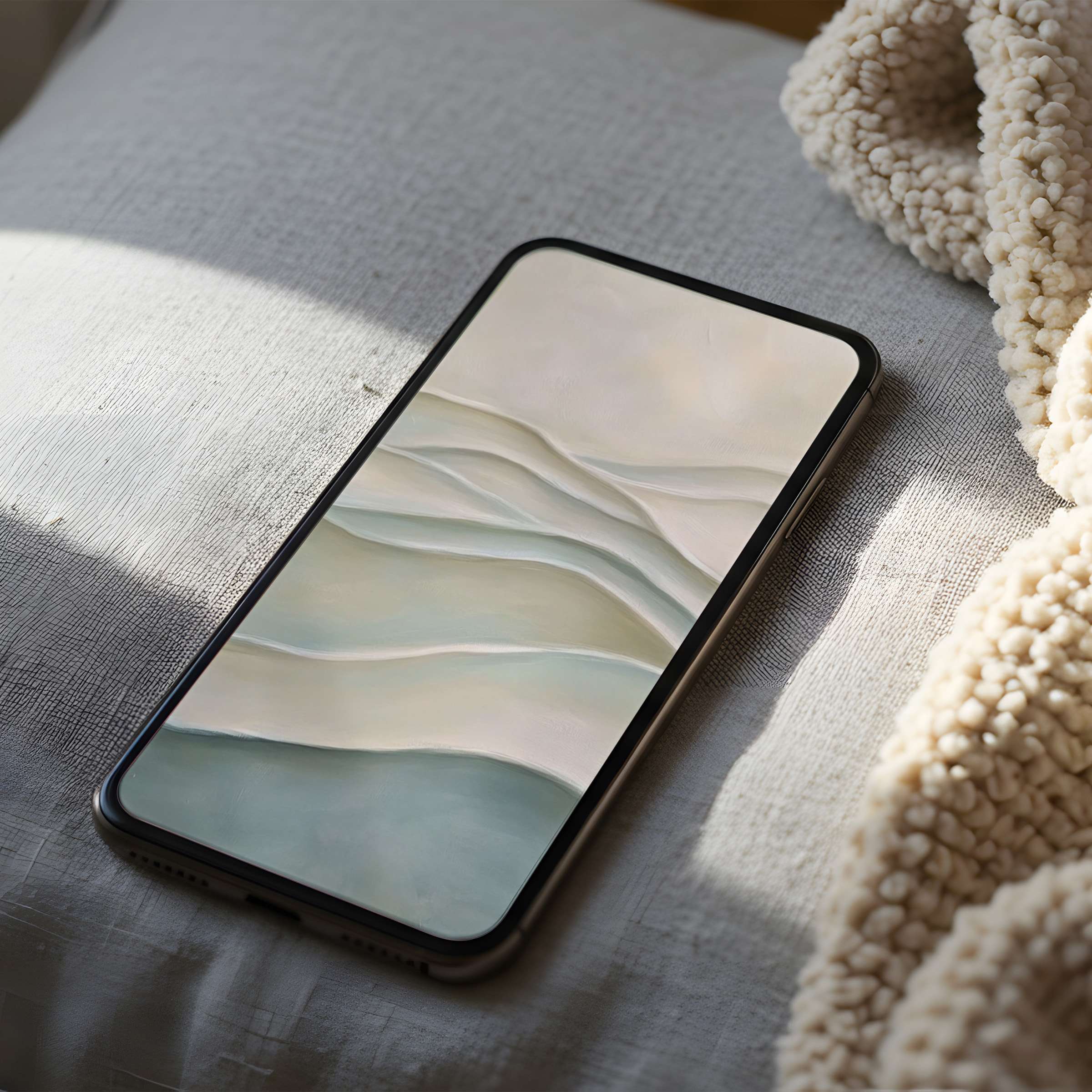 Elegant waves in soft pastel hues create a calming phone wallpaper perfect for iPhone and Android digital download