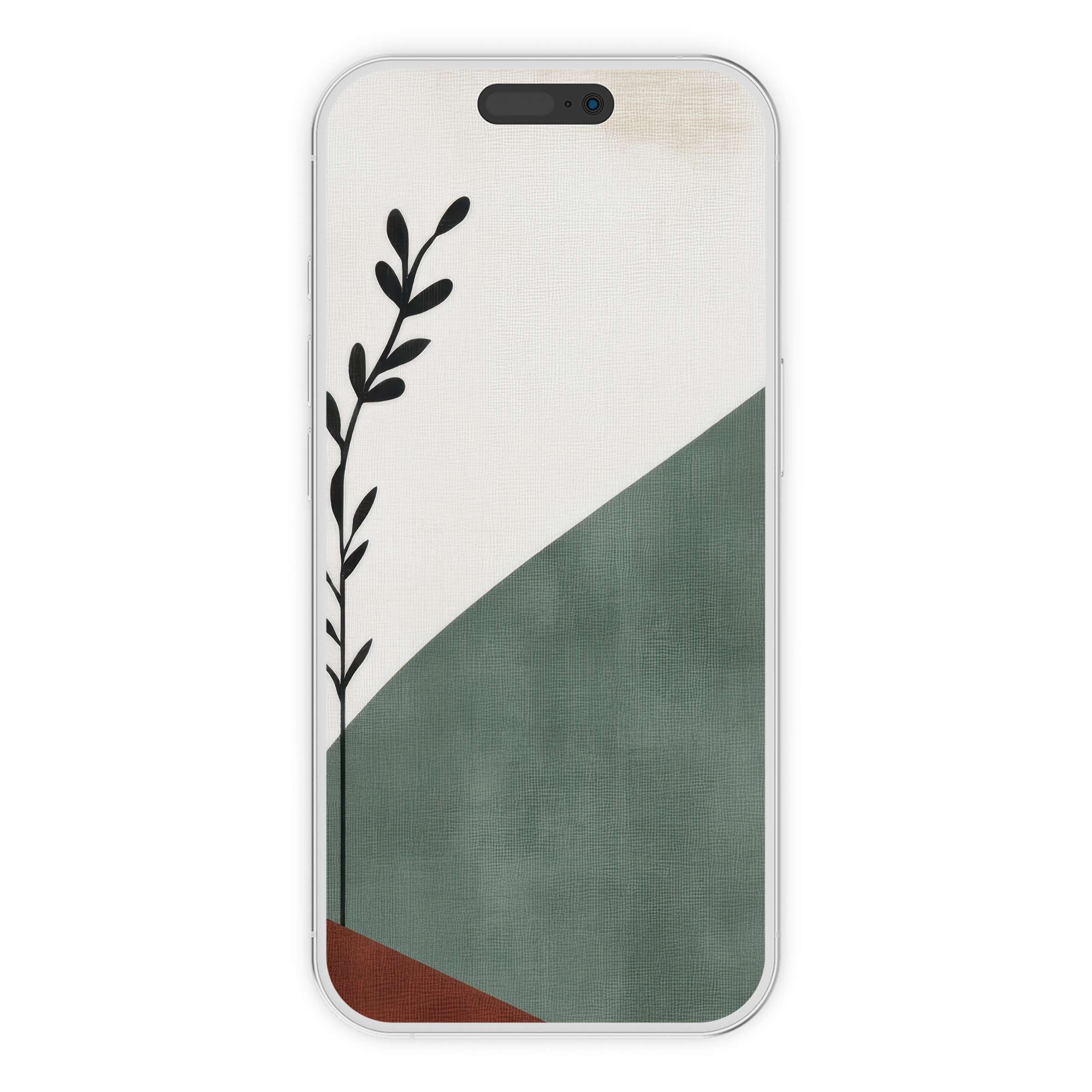 Elegant modern iPhone wallpaper with abstract leaves and soothing tones, perfect phone background digital download for eco-minded design lovers