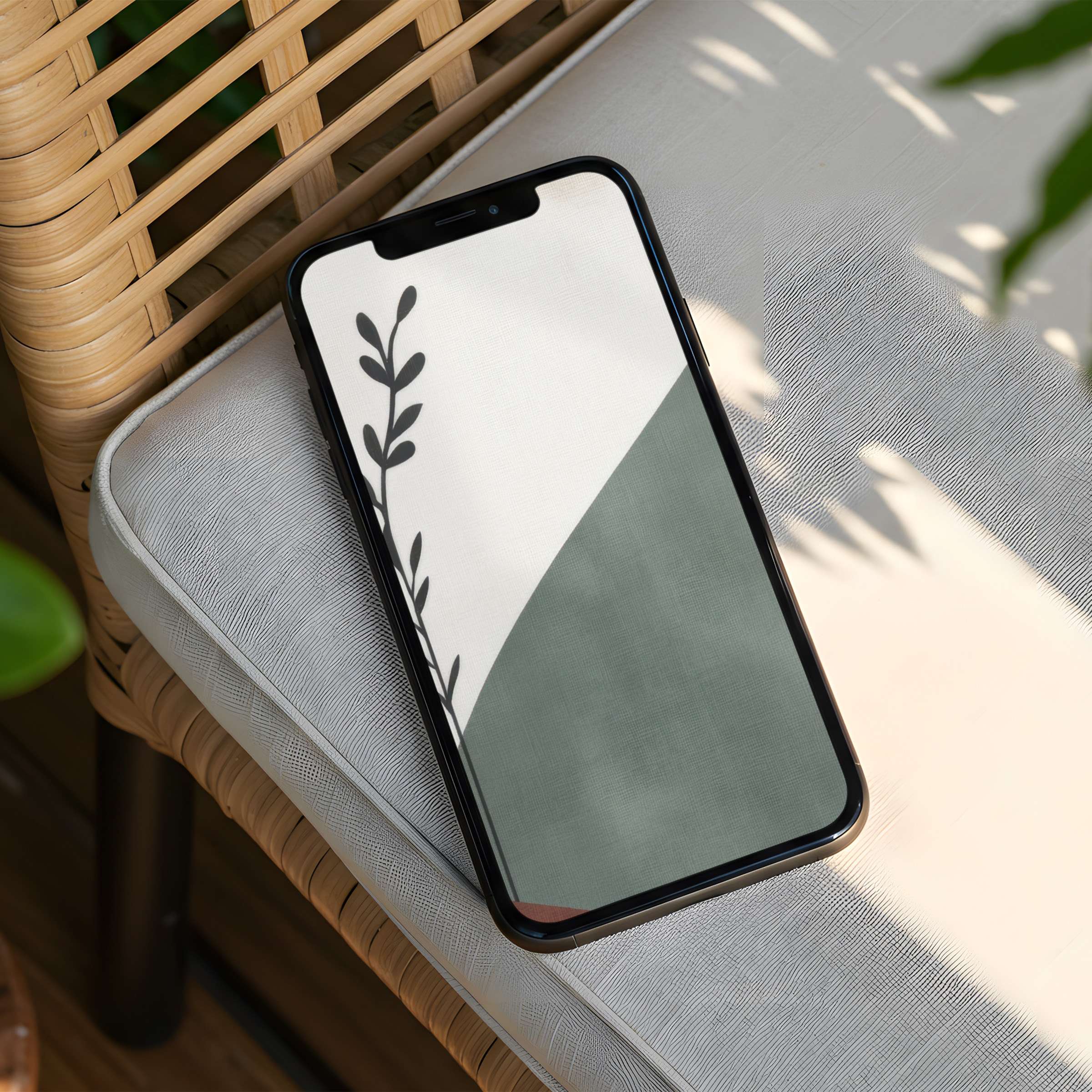 Elegant botanical iPhone background in muted tones, offering instant download for a calm, inspiring phone aesthetic and harmony