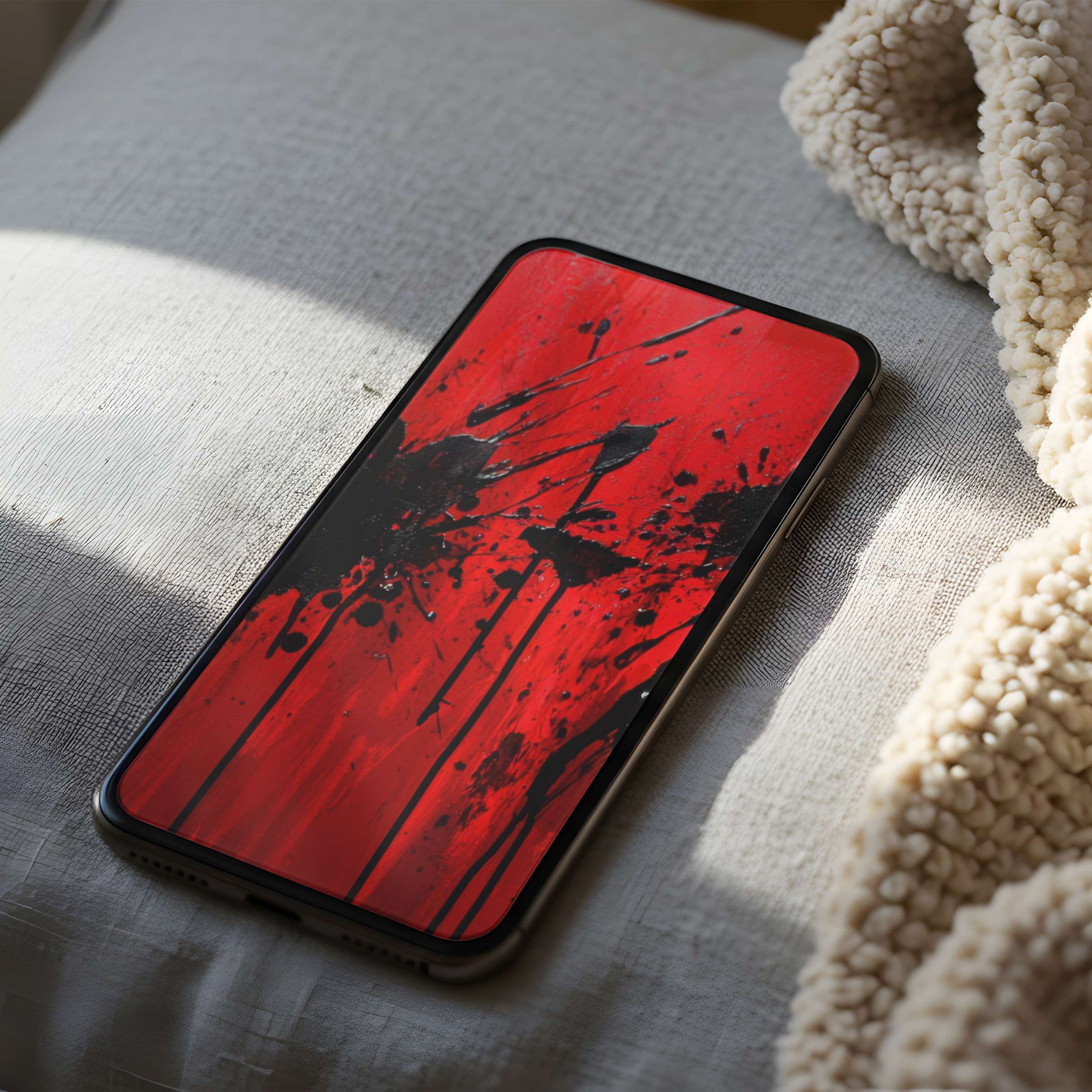 Dynamic black and red abstract splash phone wallpaper on iPhone offers a curated high resolution digital download for all devices