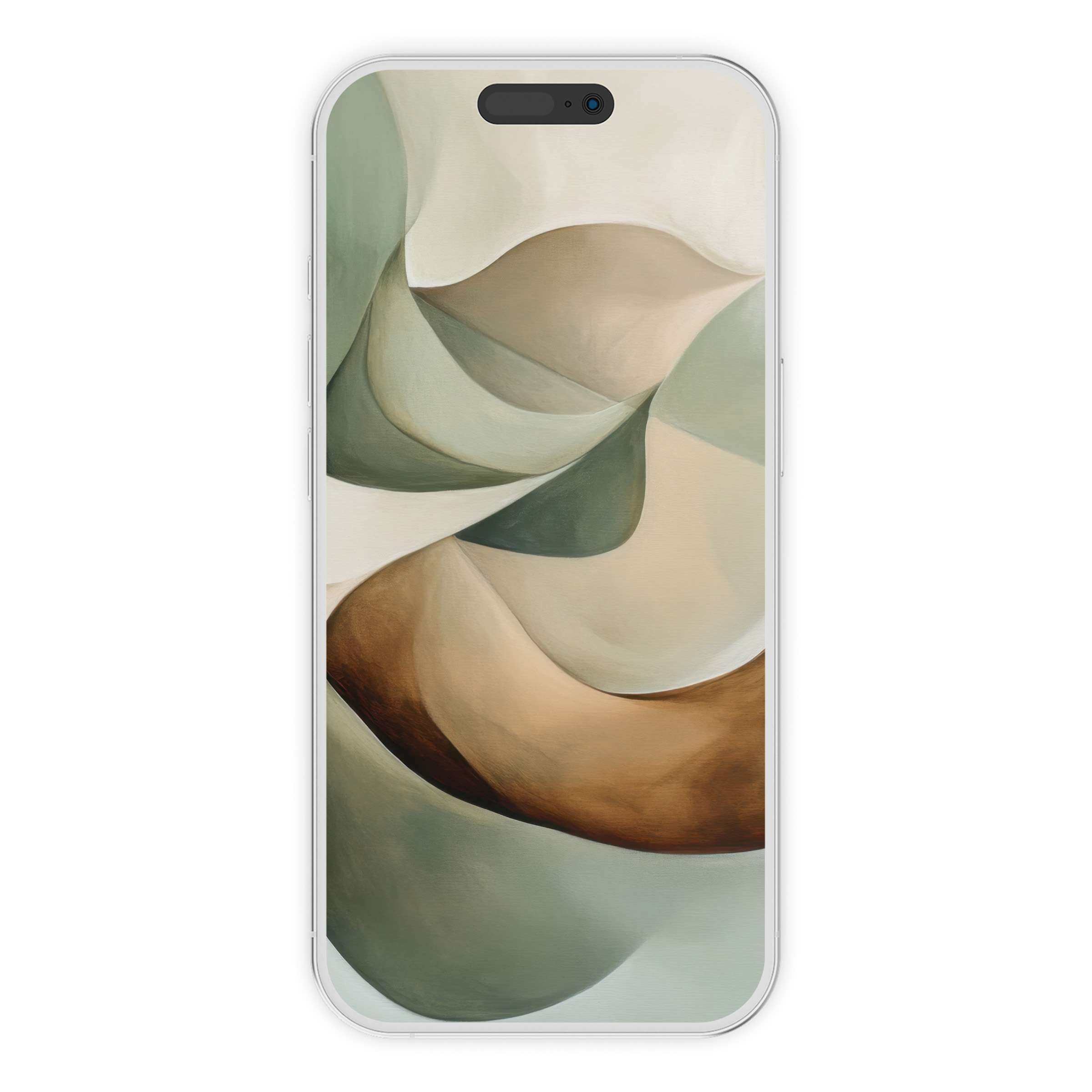 Elegant modern iPhone wallpaper with serene earth tones, digital download for calming phone background, elevating aesthetics phone art
