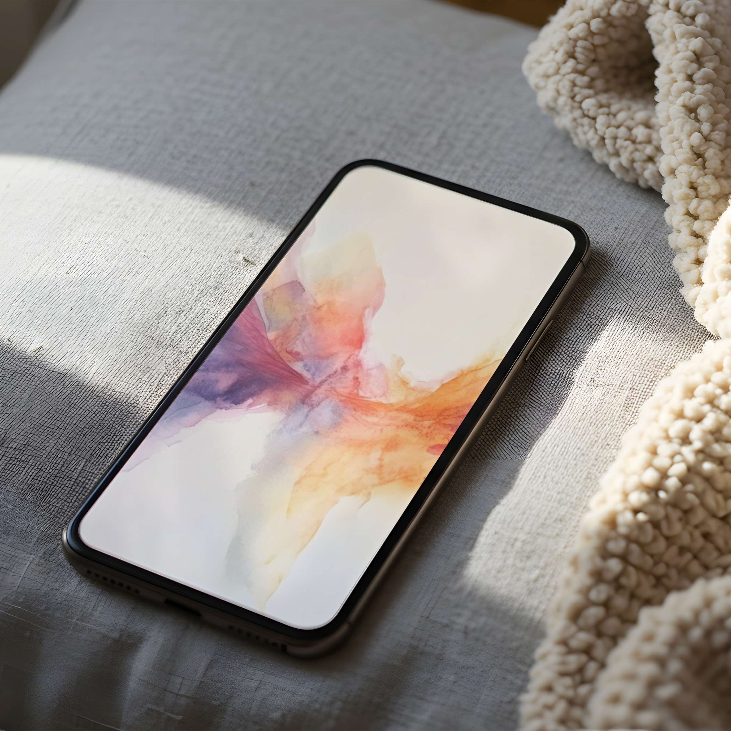 Elegant phone wallpaper featuring soft watercolor hues, perfect for iPhone and Android, enhancing tranquility and style in high resolution