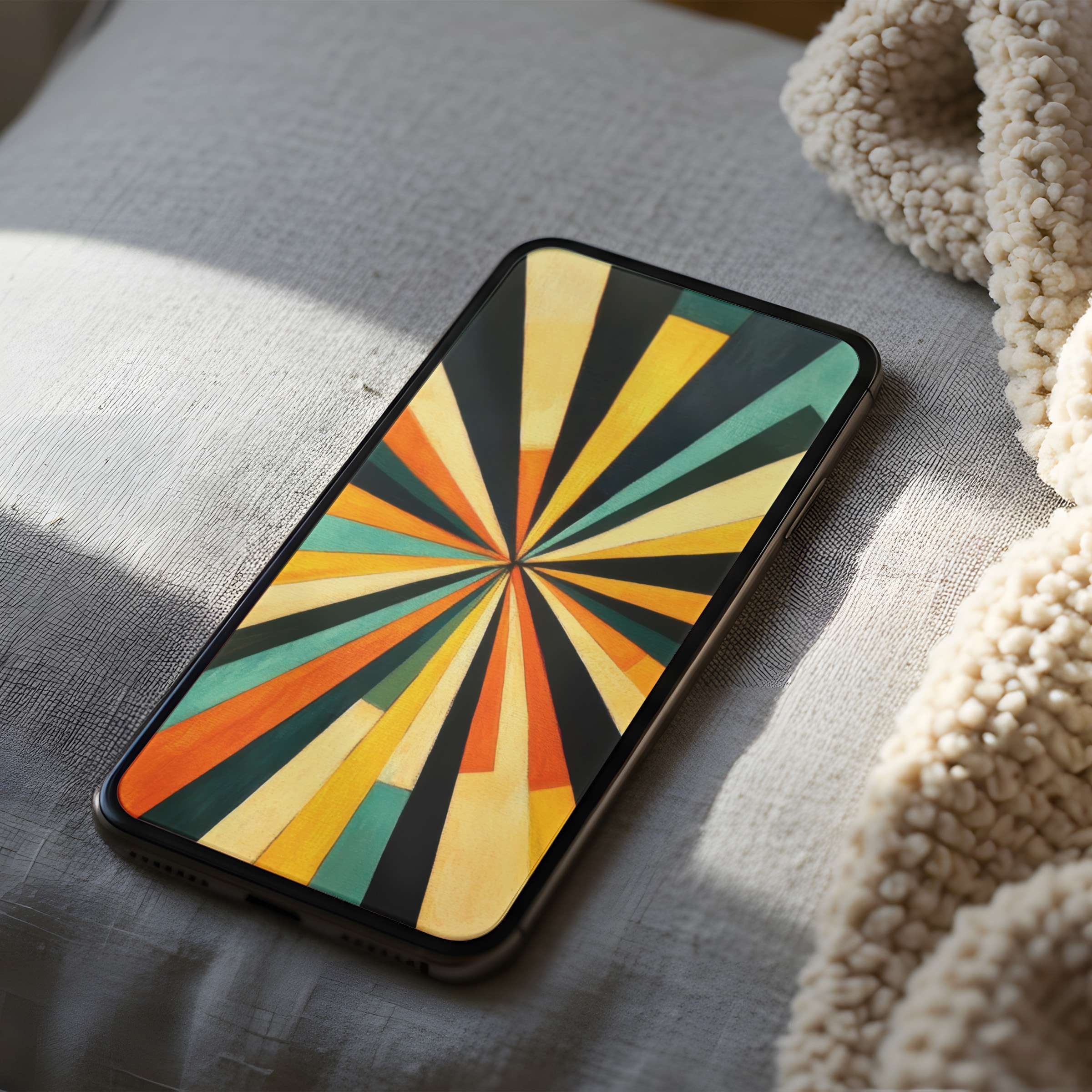 Vibrant geometric phone wallpaper in high resolution offers a modern aesthetic for calm and stylish digital download on iPhone or Android
