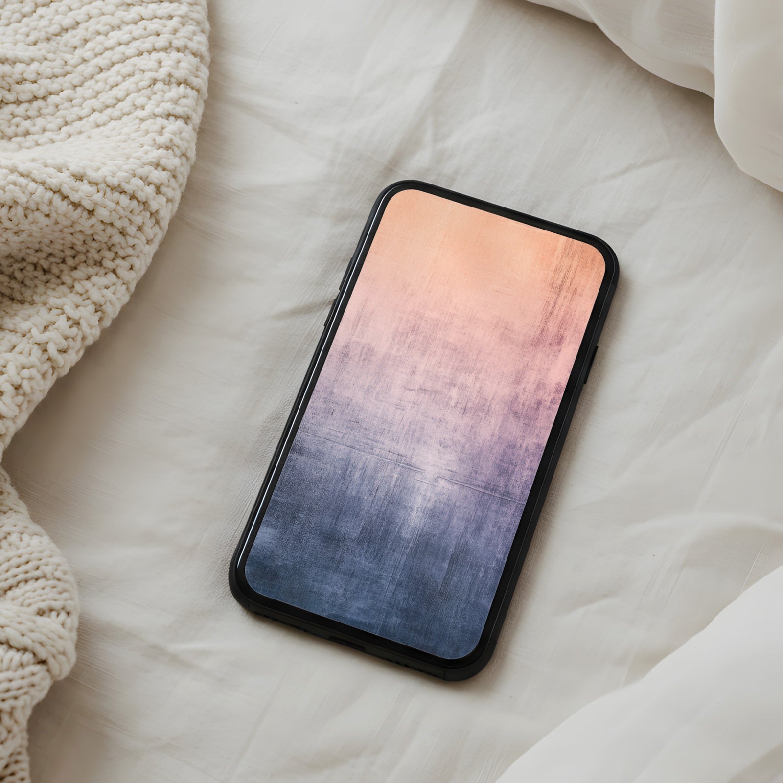 Modern gradient phone wallpaper in soft peach and deep navy tones - a calm, minimalist background for an elegant and stylish home screen