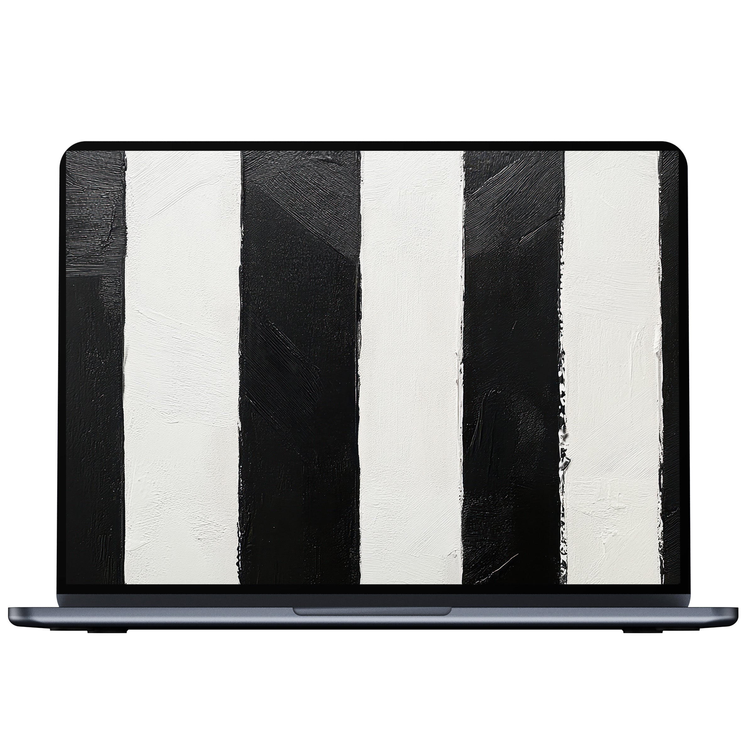 Neutral desktop wallpaper with bold black and white vertical stripes, creating an elegant, calming aesthetic for PC or laptop digital download