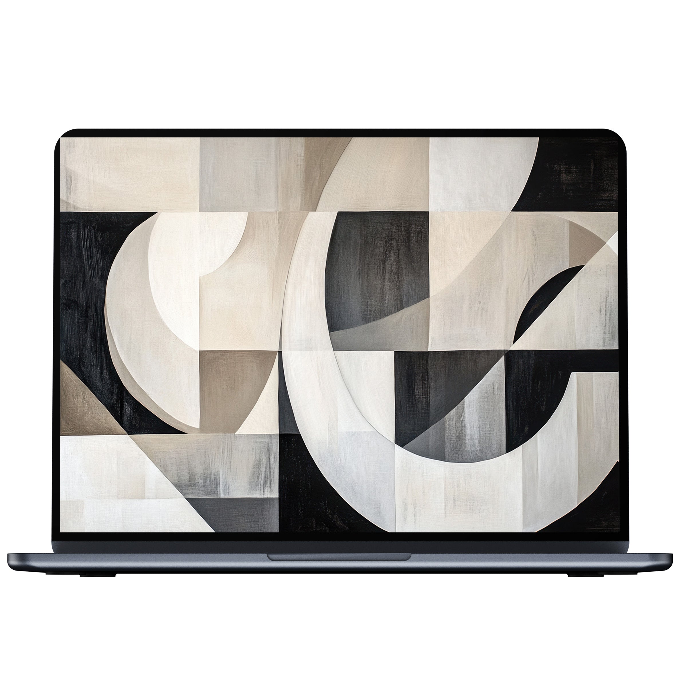 Elegant neutral desktop wallpaper with abstract curves in soft tones perfect for digital download on PC or laptop screens