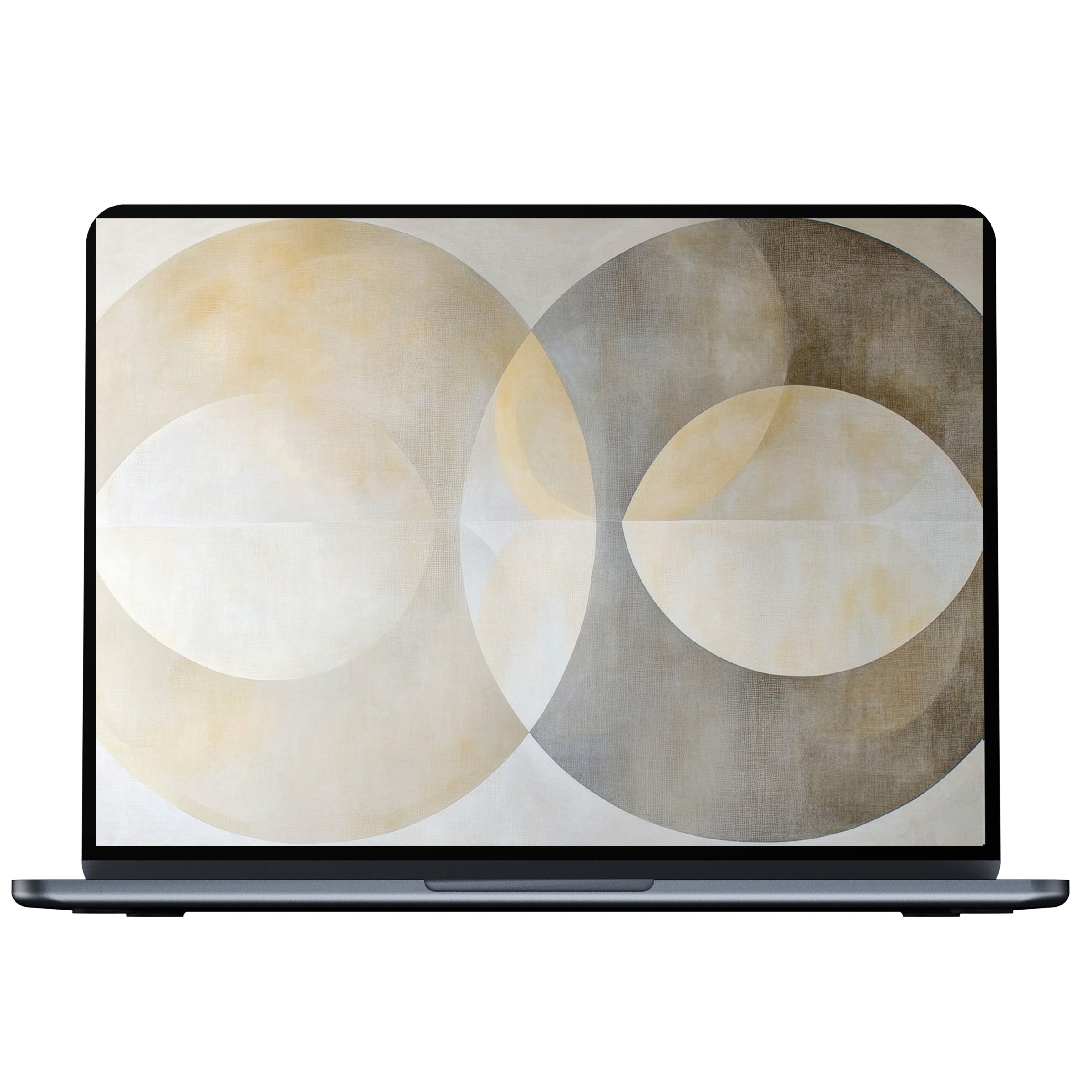 Neutral desktop wallpaper with abstract circles in beige and gray digital download for PC and laptop enriching calm design aesthetics