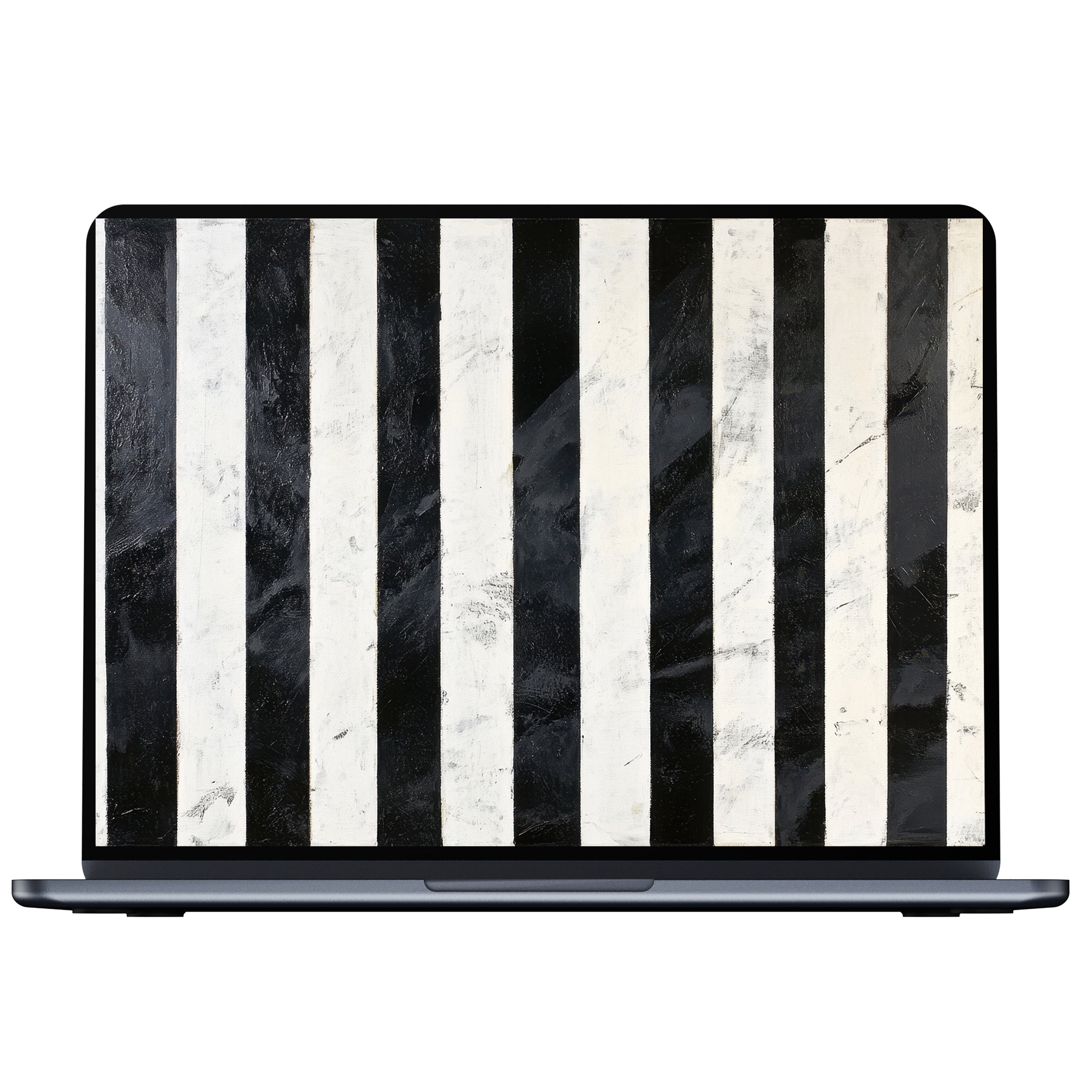 Elegant black and white striped neutral desktop wallpaper for PC and laptop digital download offering calm inspiration