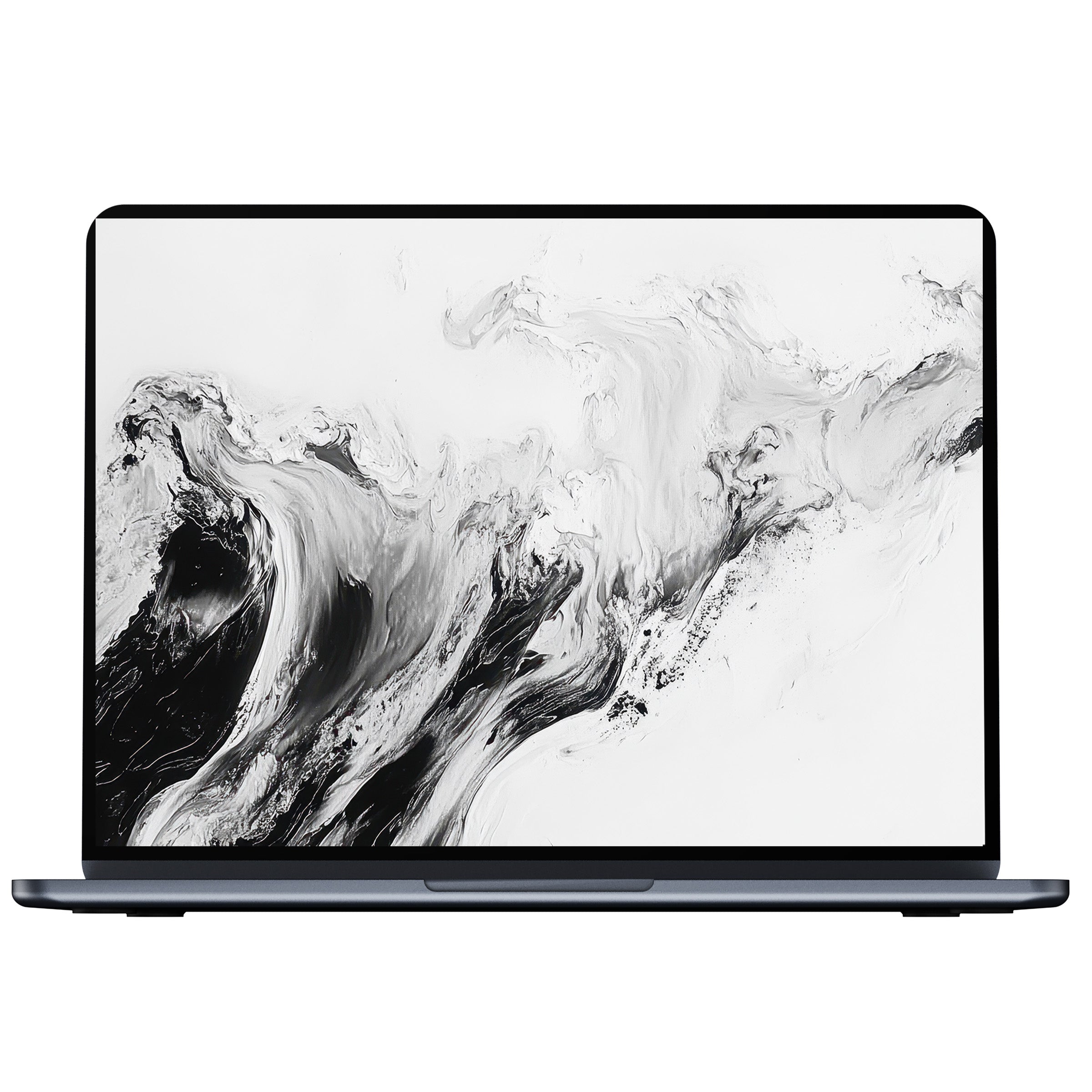 Neutral desktop wallpaper featuring elegant black and white abstract waves, suitable for PC, laptop, or Mac digital download
