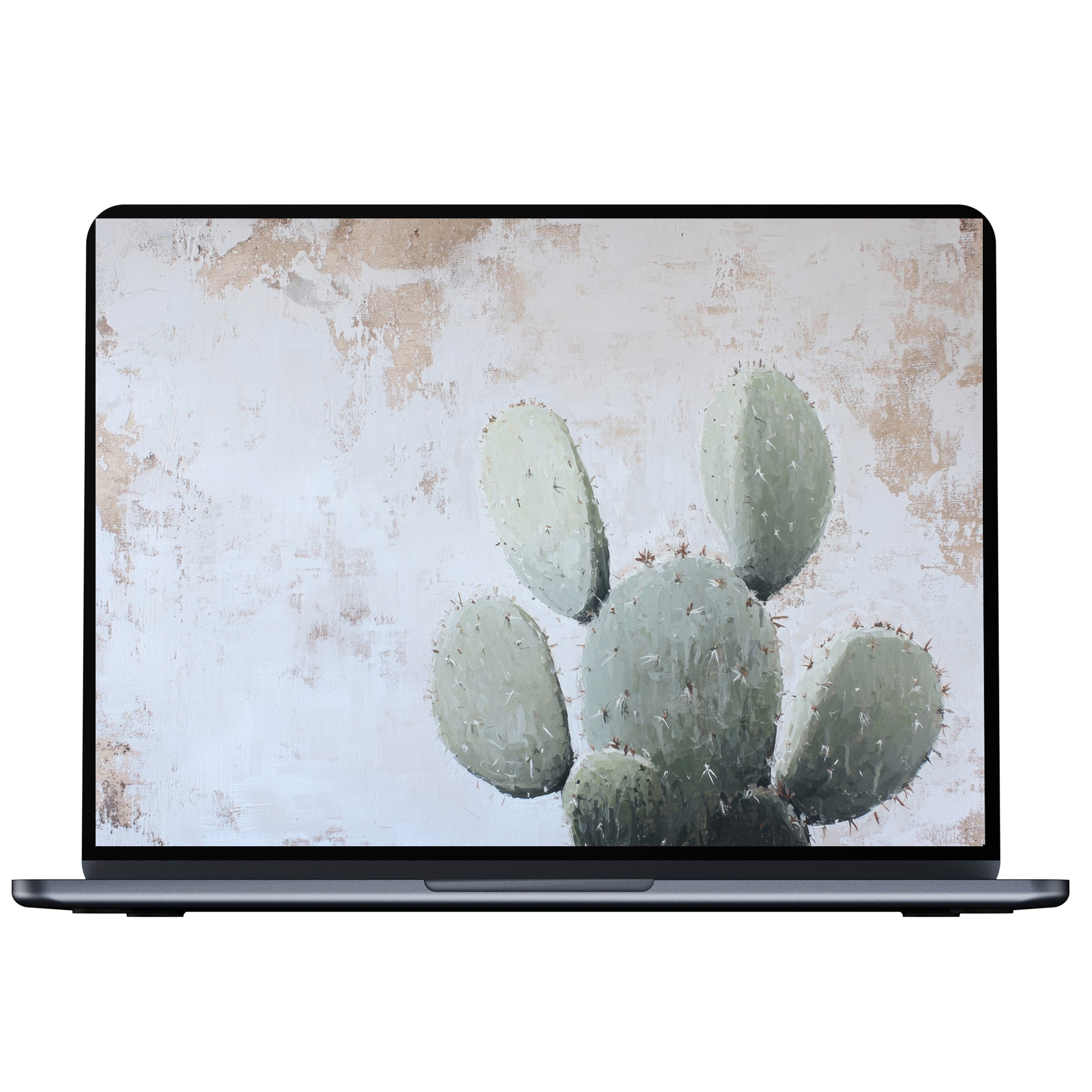 Neutral desktop wallpaper featuring serene cactus art evokes calm and elegance, perfect for digital download on PC and laptop