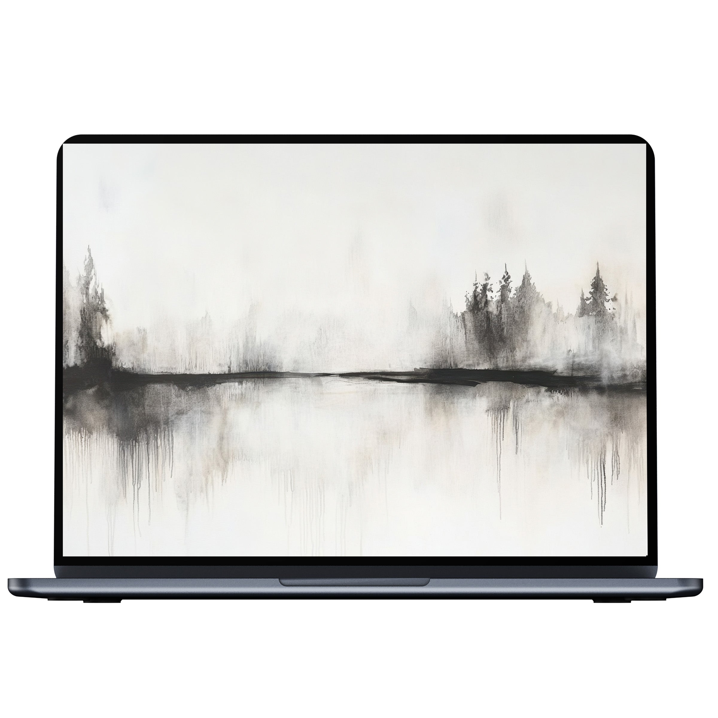 Neutral desktop wallpaper featuring misty monochrome landscape reflecting serenity and elegance perfect for PC, laptop, Mac digital download