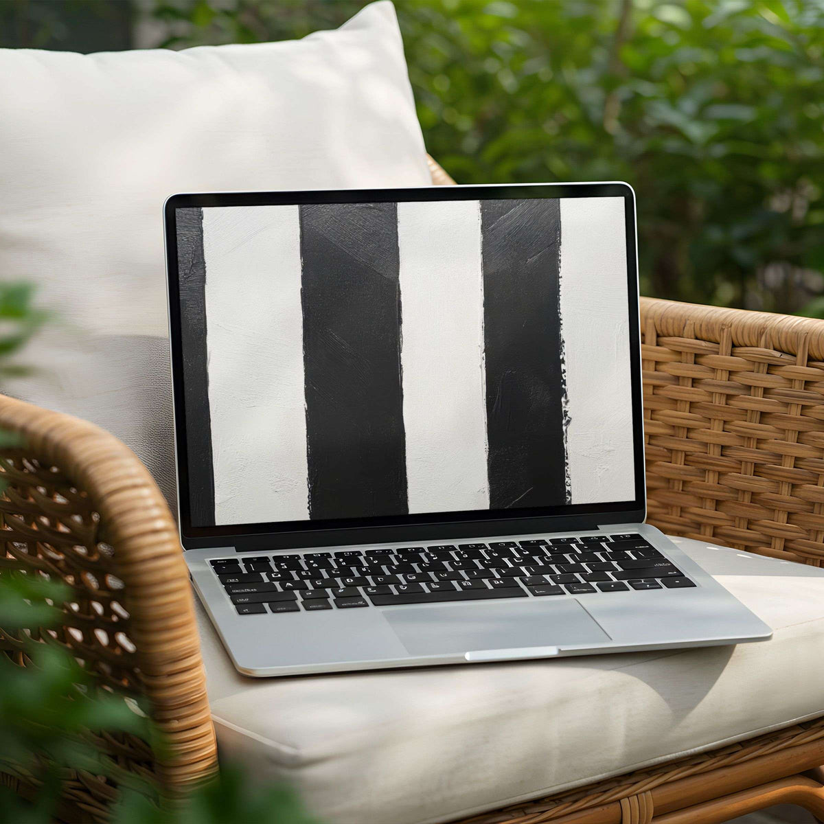 Elegant black and white abstract desktop background for mindful inspiration on your PC or Laptop, instant download for calm aesthetics