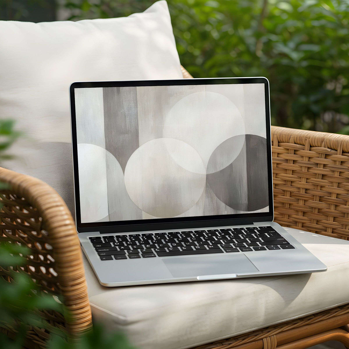 Abstract art desktop background for PC and Laptop instant download exudes calm with earthy tones and circular harmony