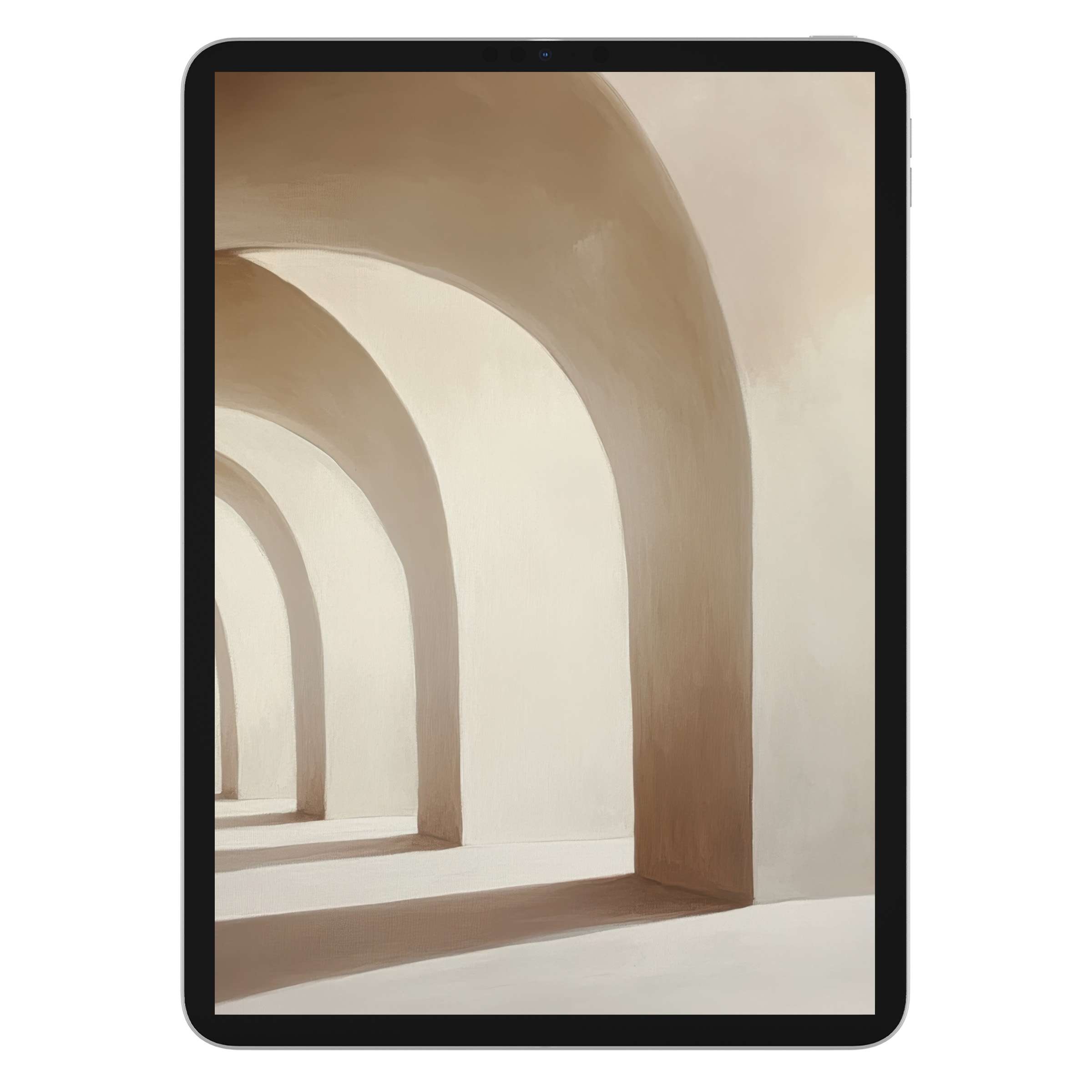 Elegant neutral iPad wallpaper featuring serene arches suitable for any tablet background digital download for calming ambiance