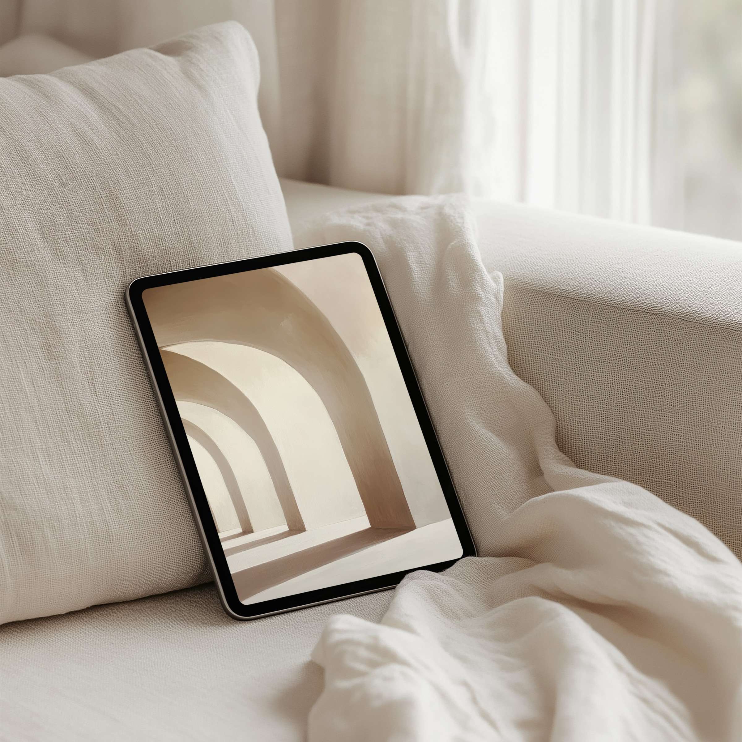 Elegant arch design iPad background offers instant download for a peaceful, mindful tablet experience, fitting all devices effortlessly