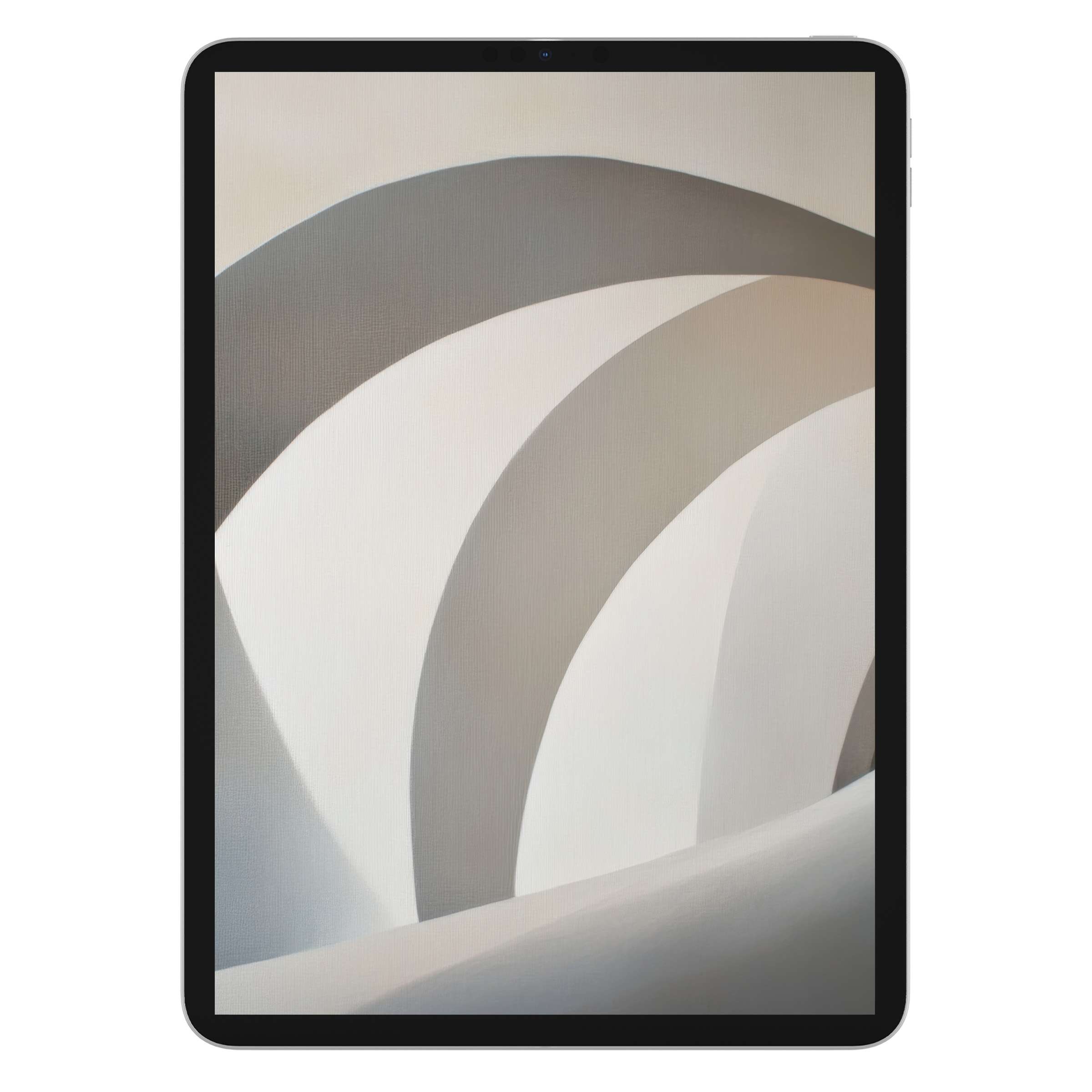 Elegant neutral iPad wallpaper with soft curves and minimalist tones, ideal for digital download on any tablet background