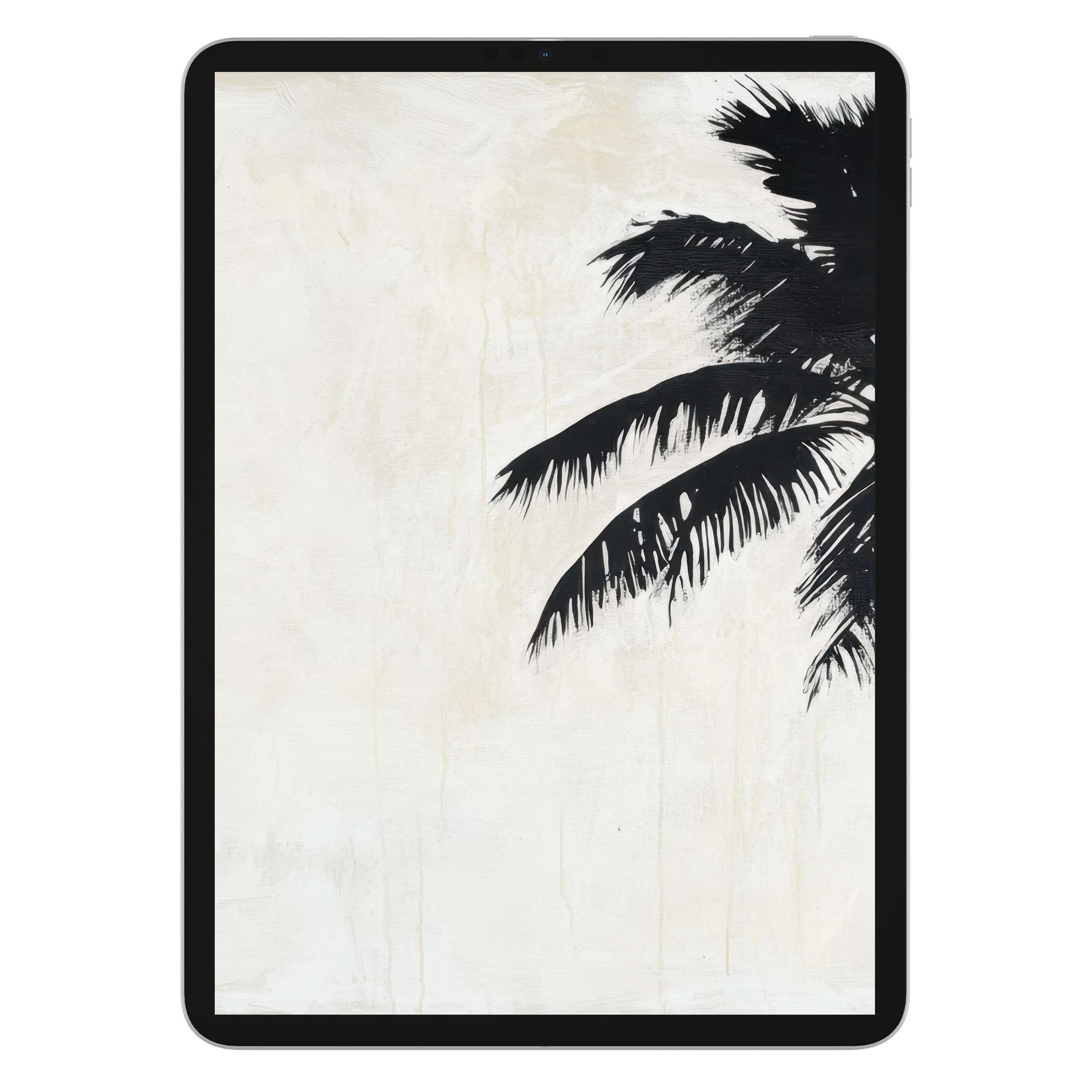 Neutral iPad wallpaper featuring a minimalist palm silhouette, perfect for a digital download tablet background enhancing tranquility and style