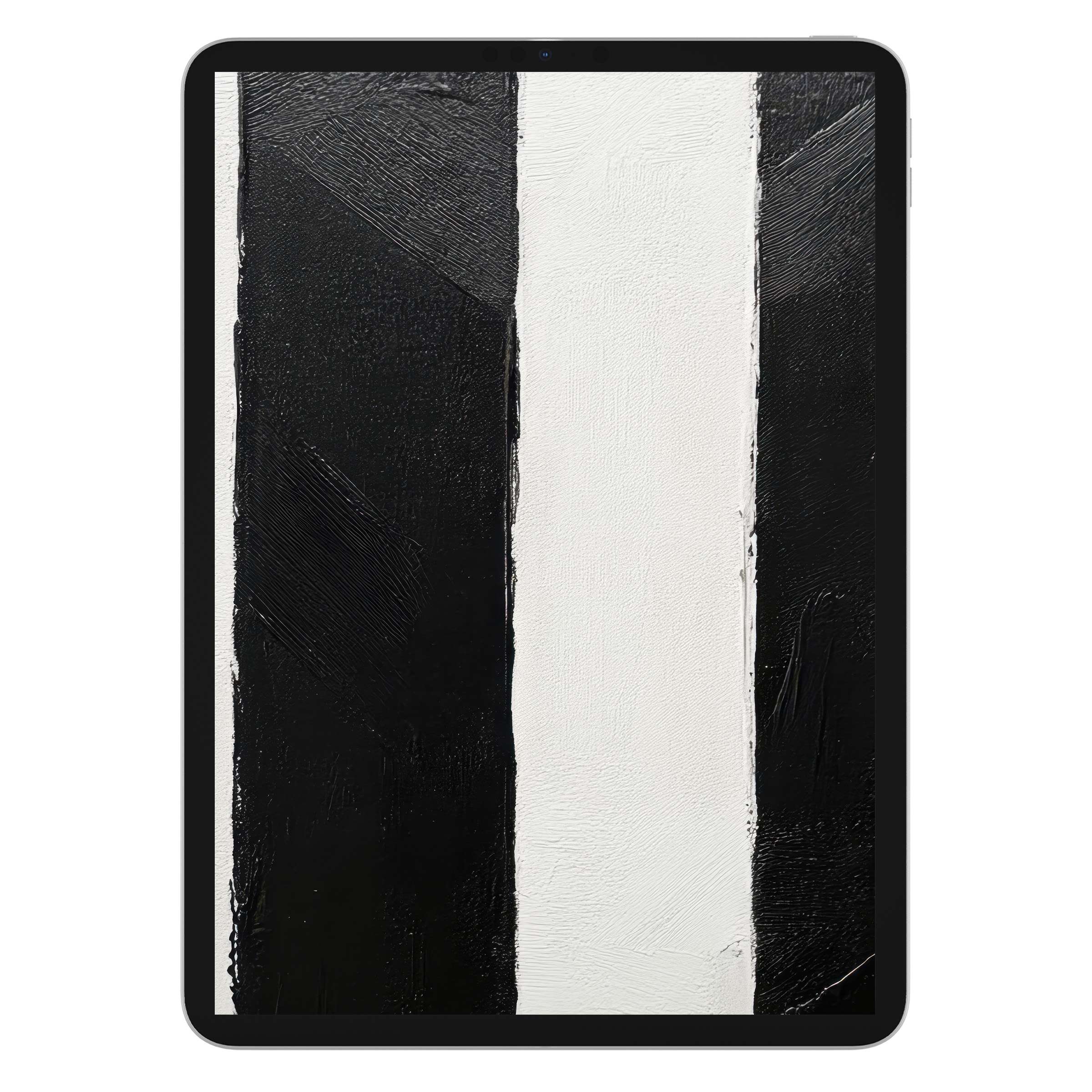 Elegant neutral iPad wallpaper featuring bold black and white stripes, perfect background for digital download on any tablet device