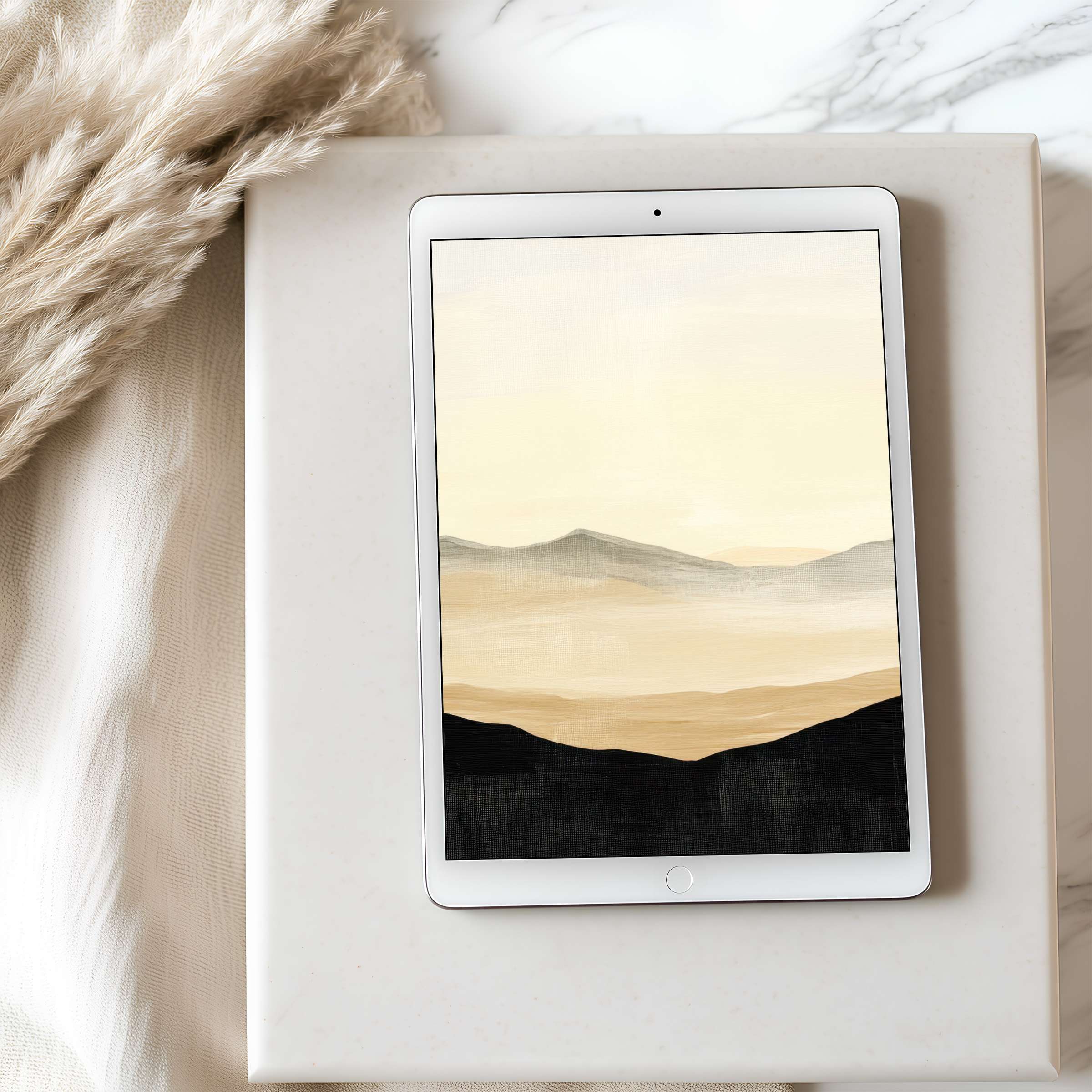 Elegant tablet wallpaper featuring soft earth-tones in a minimalist landscape enhances peace and style curated for iPad or Android tablets