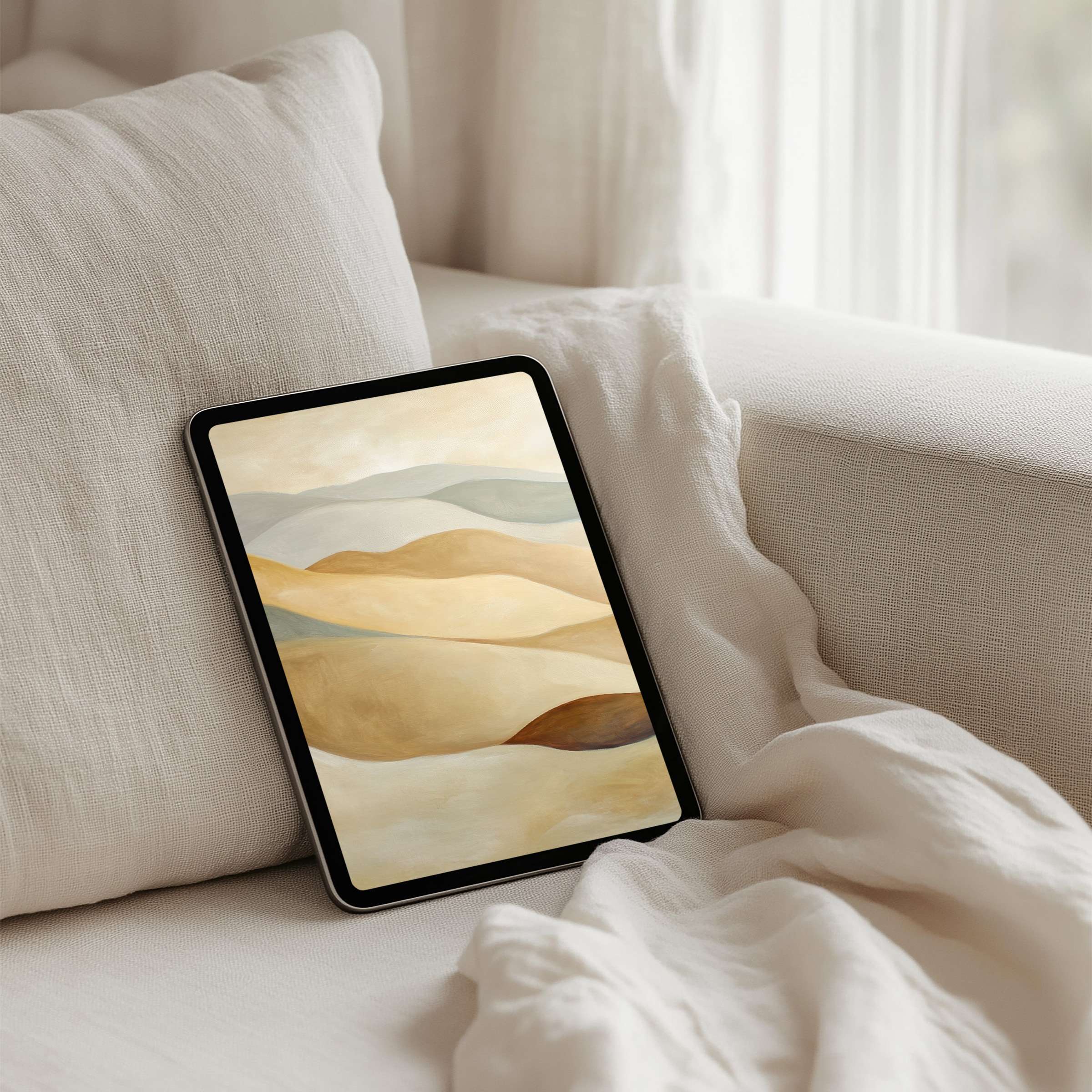 Serene abstract landscape iPad background for instant download creates an elegant, calming ambiance on any tablet for mindful moments