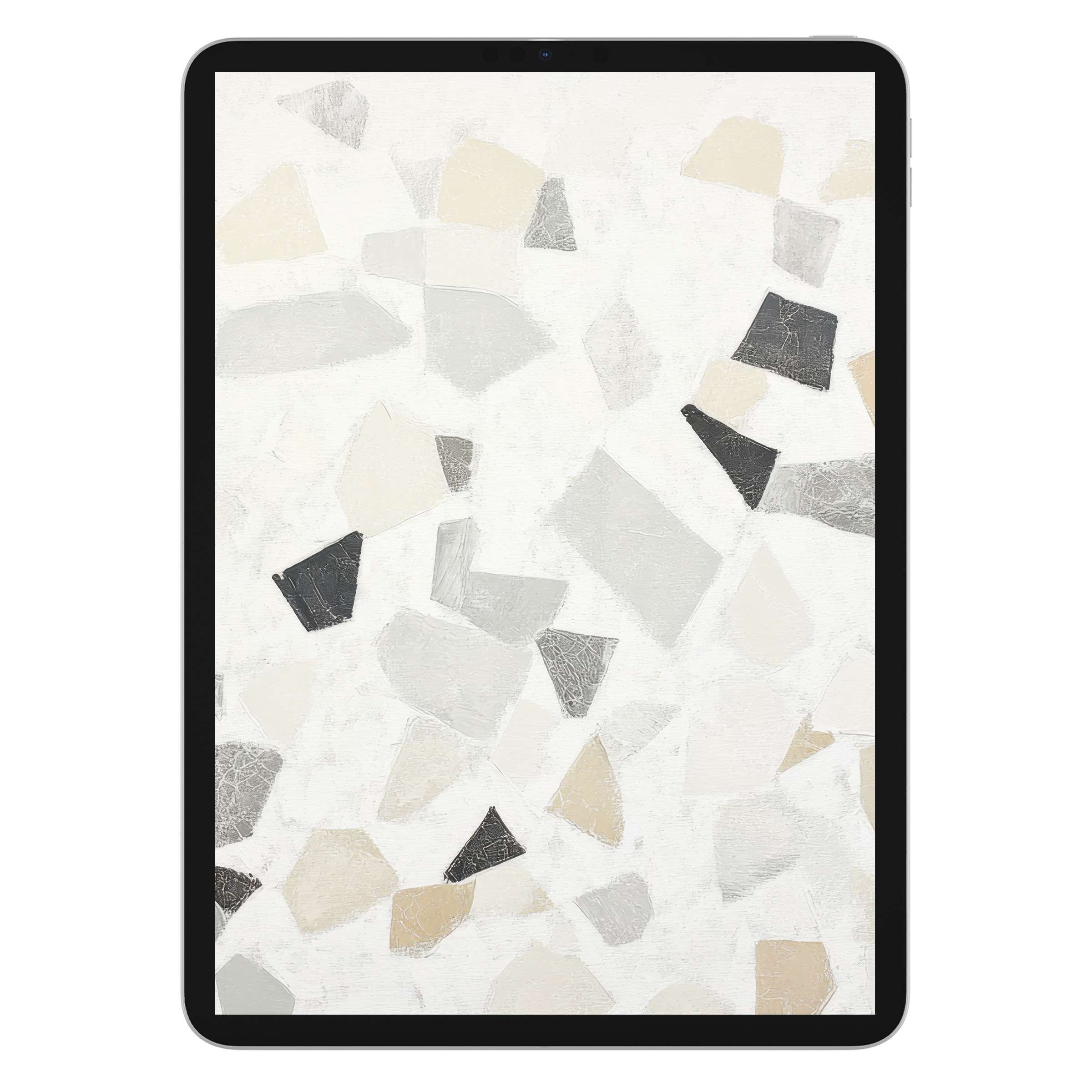 Neutral iPad wallpaper digital download featuring a serene abstract design with soft beige and gray tones enhances tablet background