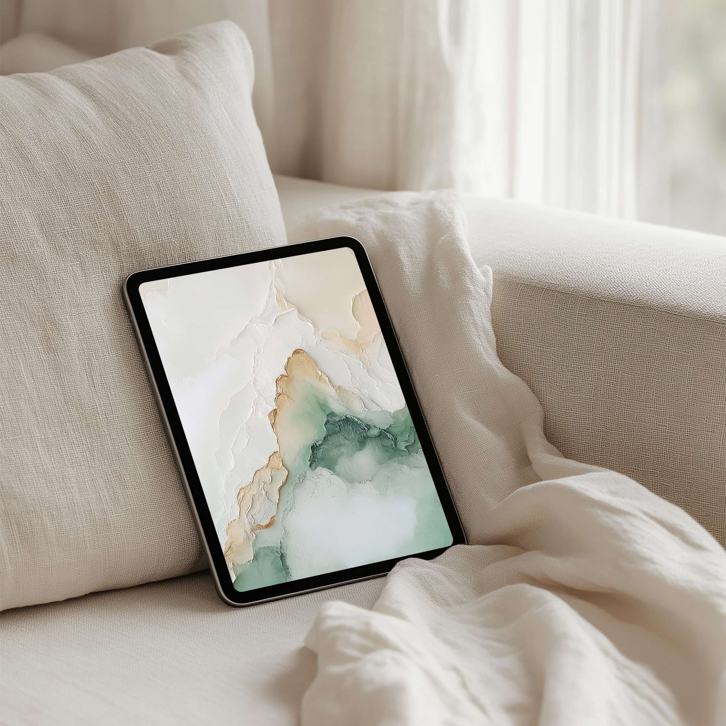 Elegant watercolor iPad background for instant download evokes calm on your tablet, enhancing mindfulness across Android and Samsung devices