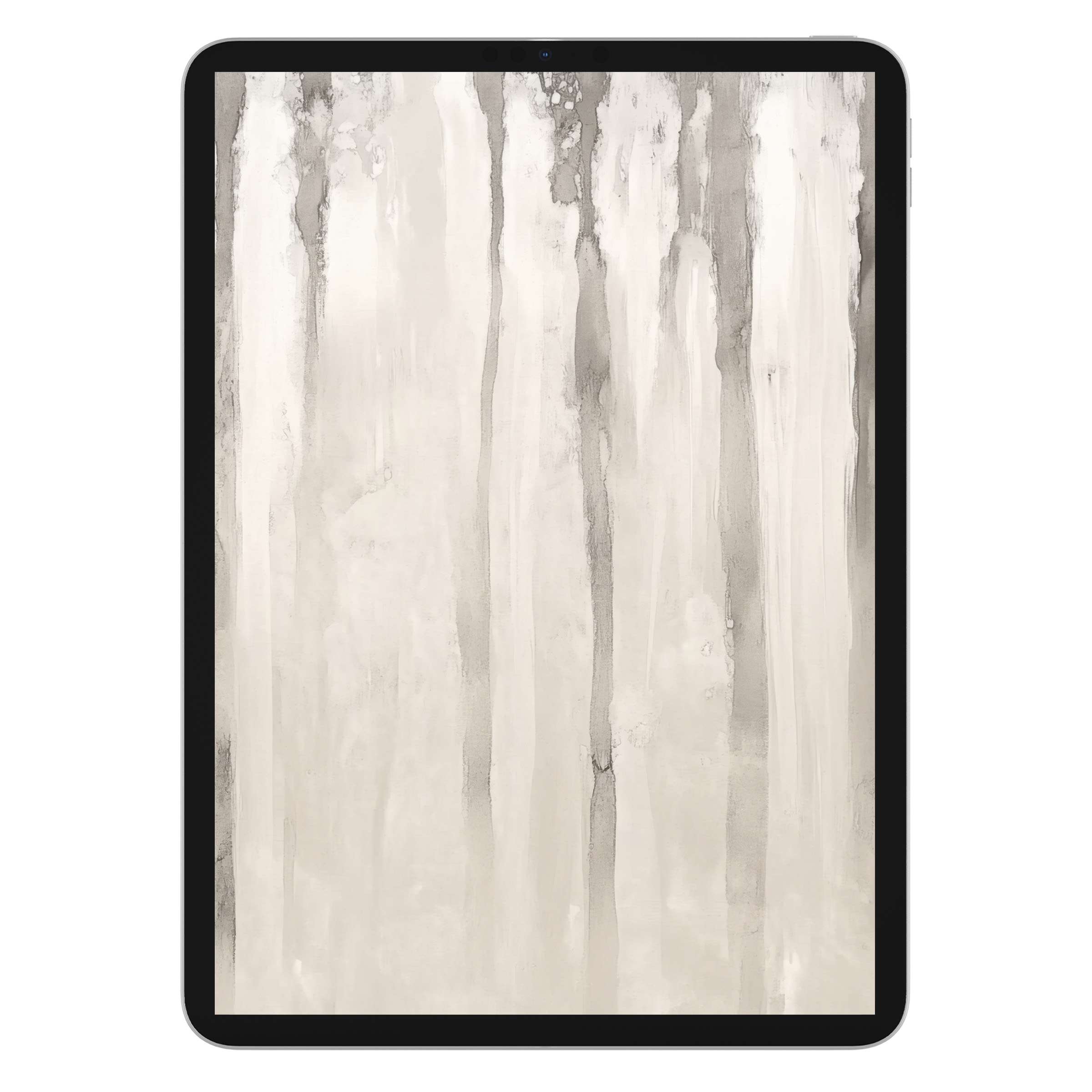 Elegant neutral iPad wallpaper with soft grayscale watercolor textures, perfect digital download for a calming tablet background