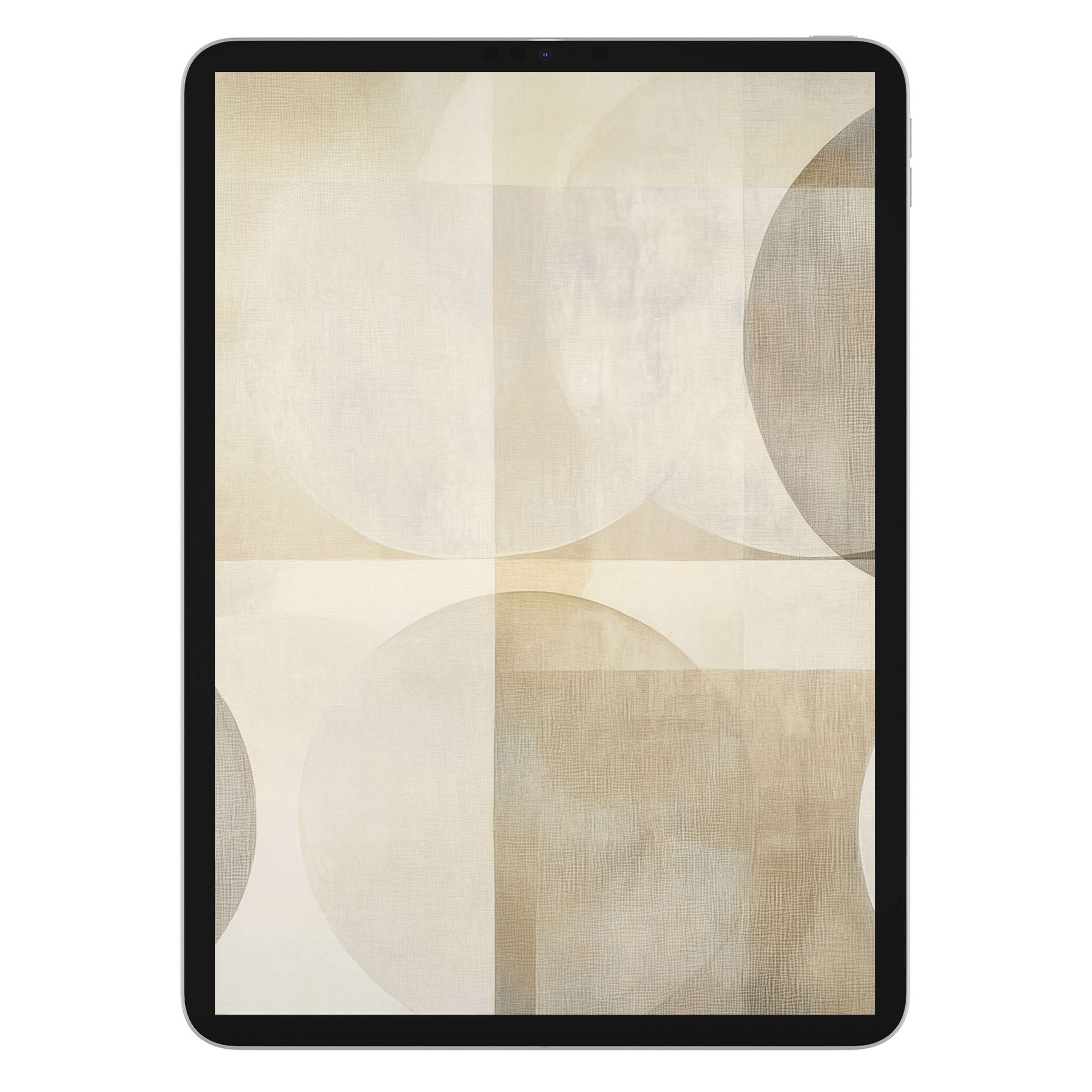 Neutral iPad wallpaper featuring soothing beige geometric textures offers a serene digital download background for any tablet device