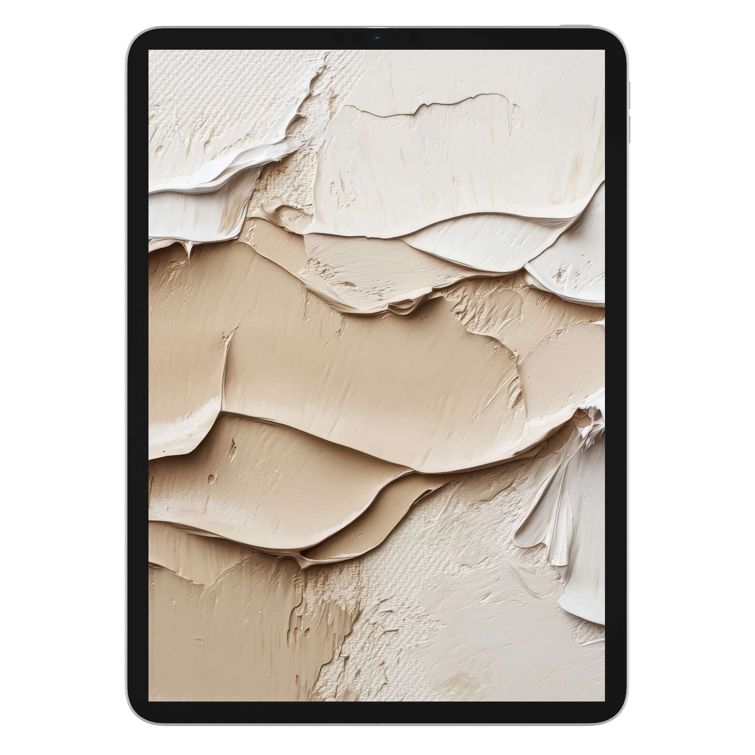 Elegant neutral iPad wallpaper with creamy textured layers, perfect digital download for a calming background on any tablet device