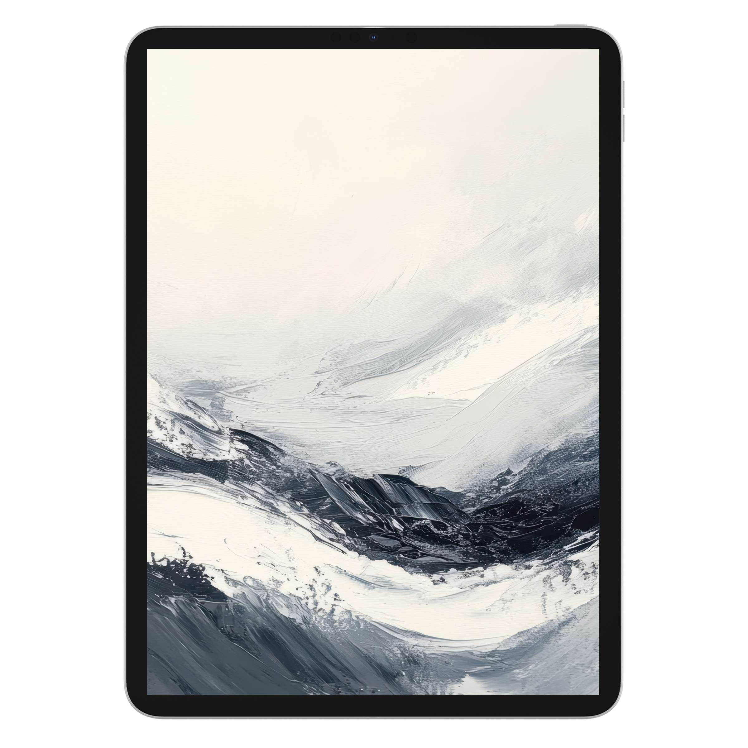 Elegant abstract neutral iPad wallpaper digital download, offers a calming tablet background with soft brushstrokes, enhancing serenity