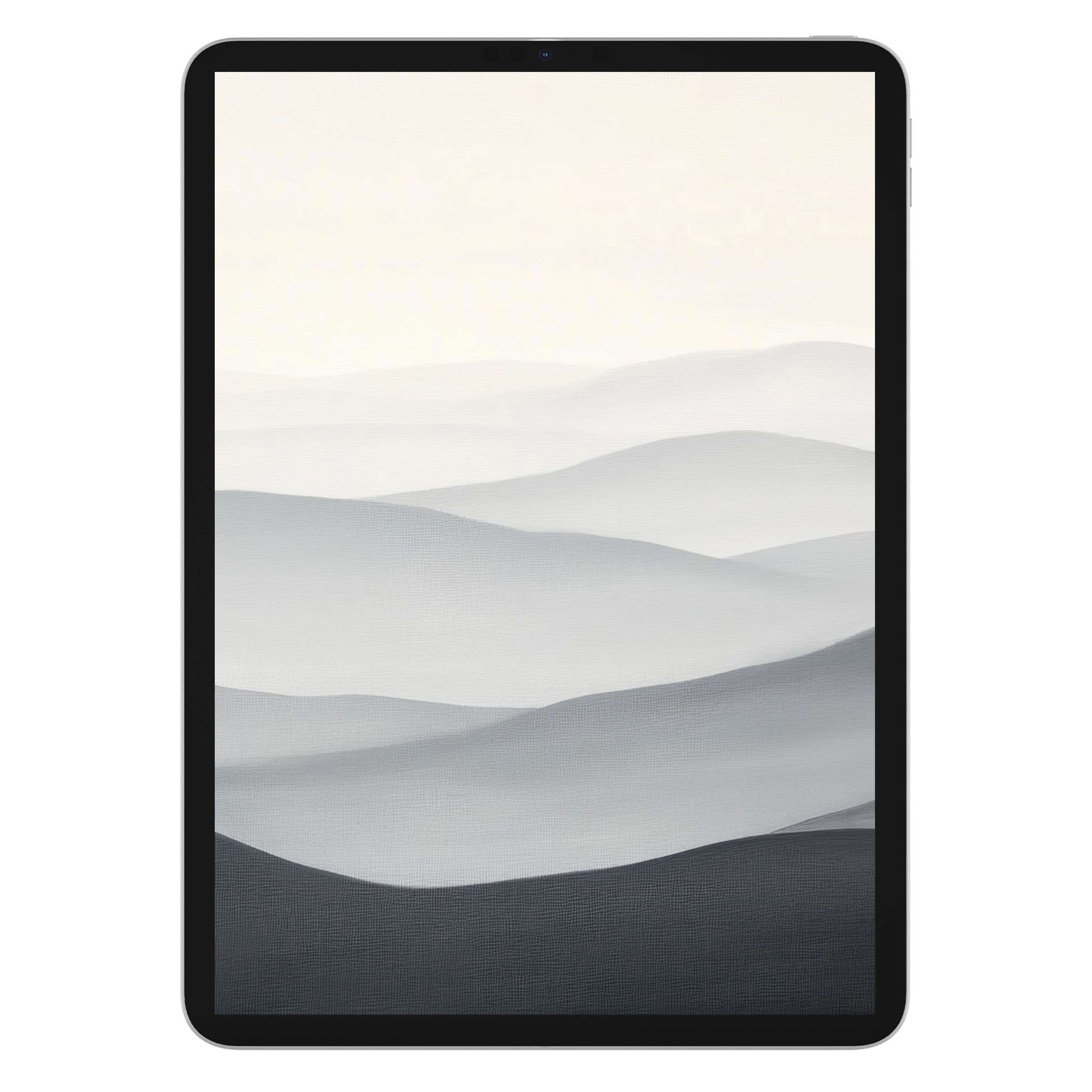 Elegant neutral iPad wallpaper evokes tranquility with soft gradient hills; perfect digital download for tablet backgrounds