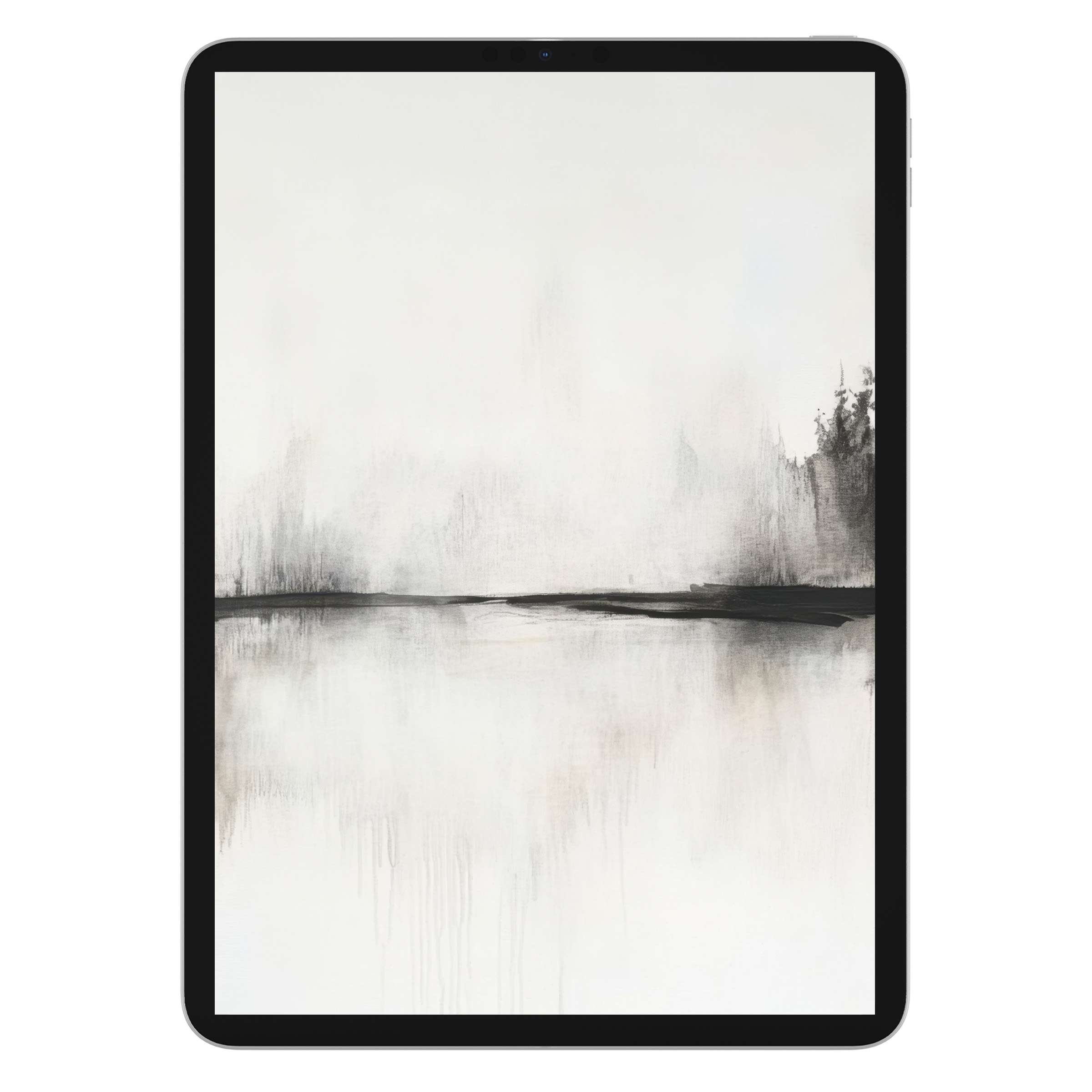 Elegant neutral iPad wallpaper featuring serene monochrome watercolor, perfect digital download for any tablet background seeking calm beauty